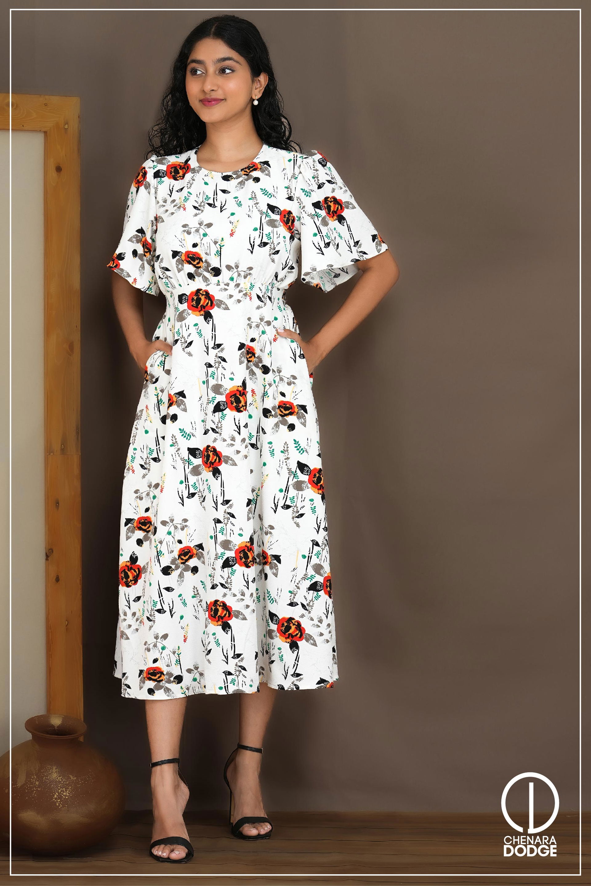 ROSE SMOCKED MIDI DRESS