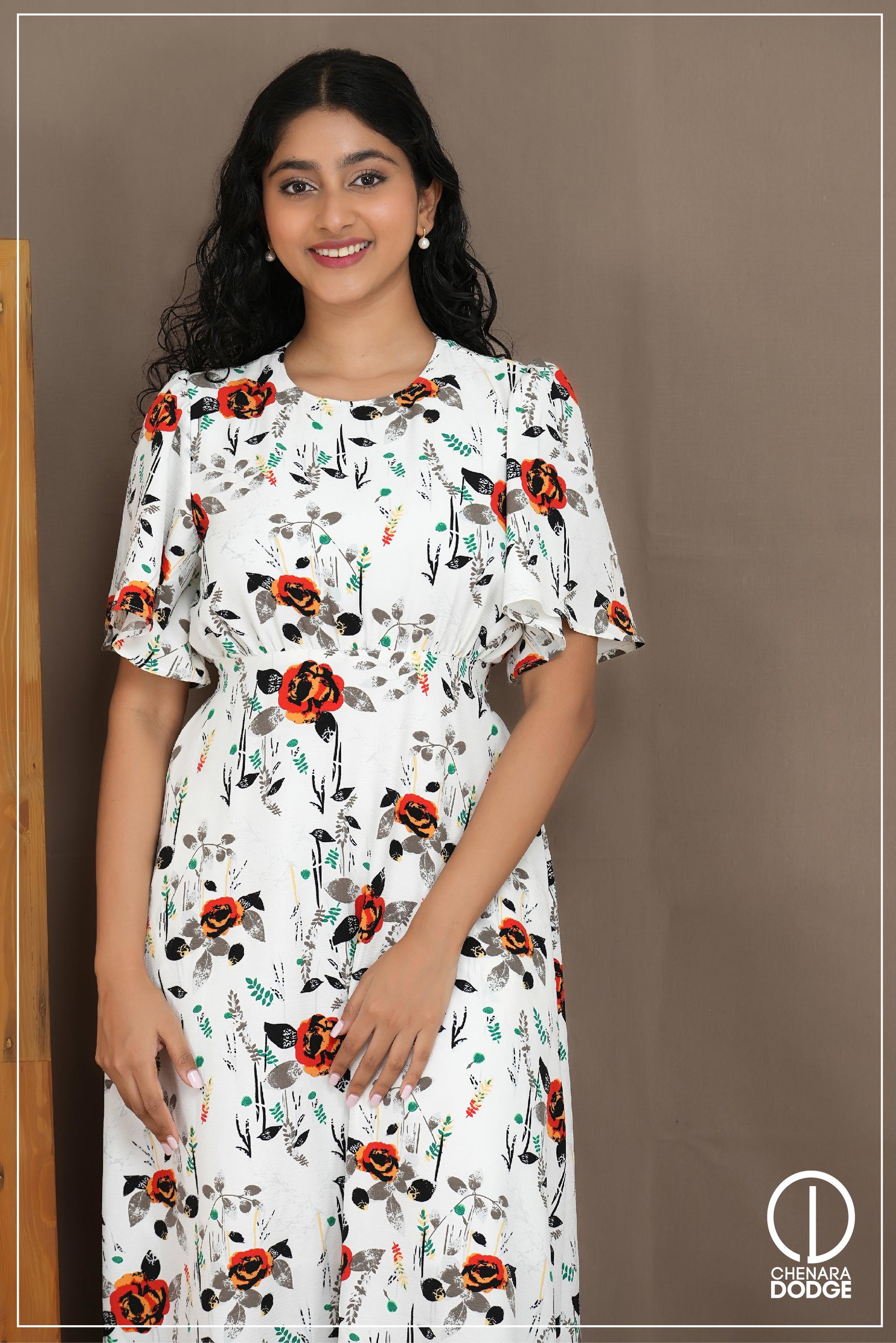 ROSE SMOCKED MIDI DRESS