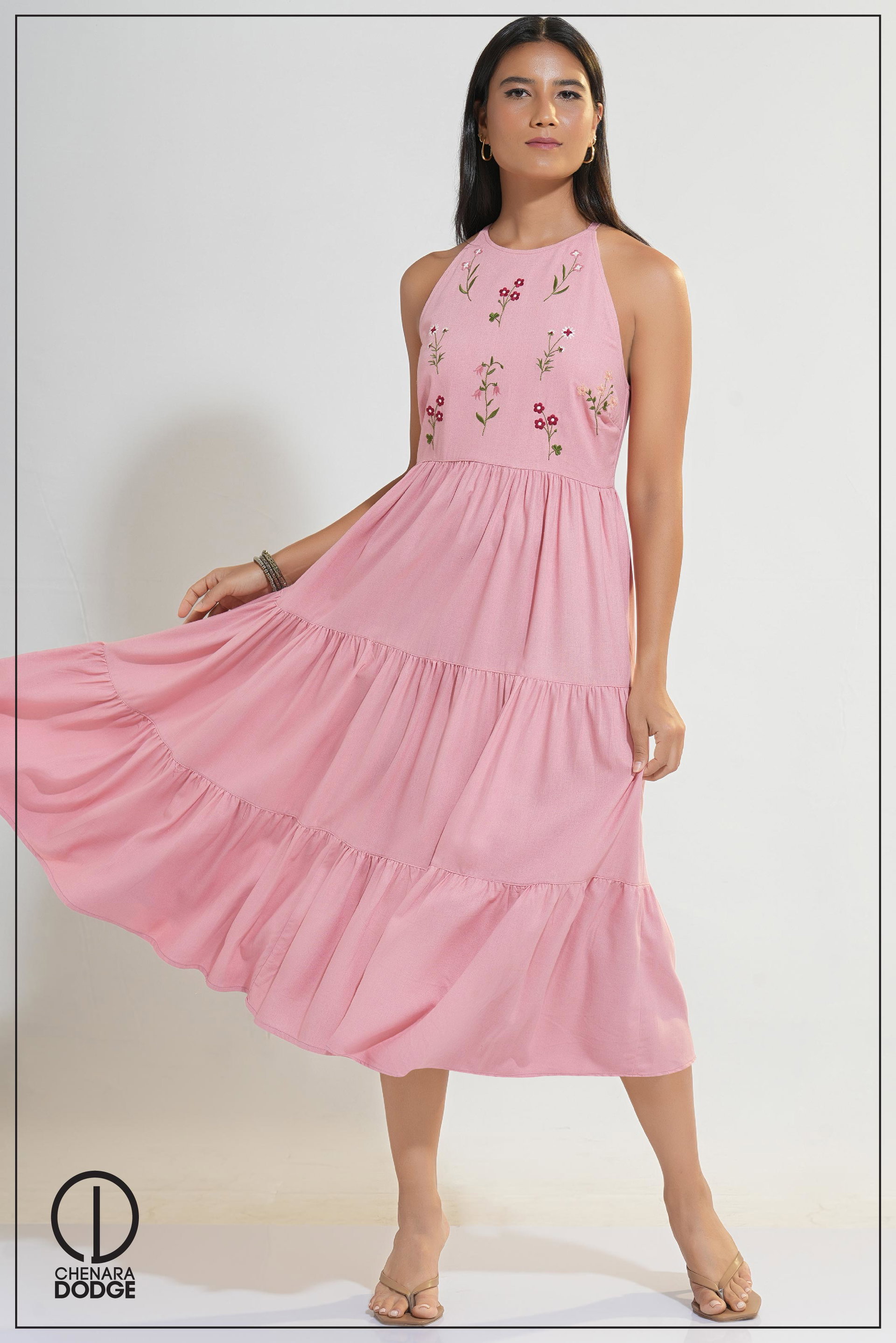 ROSIE EMBROIDERED MIDI DRESS