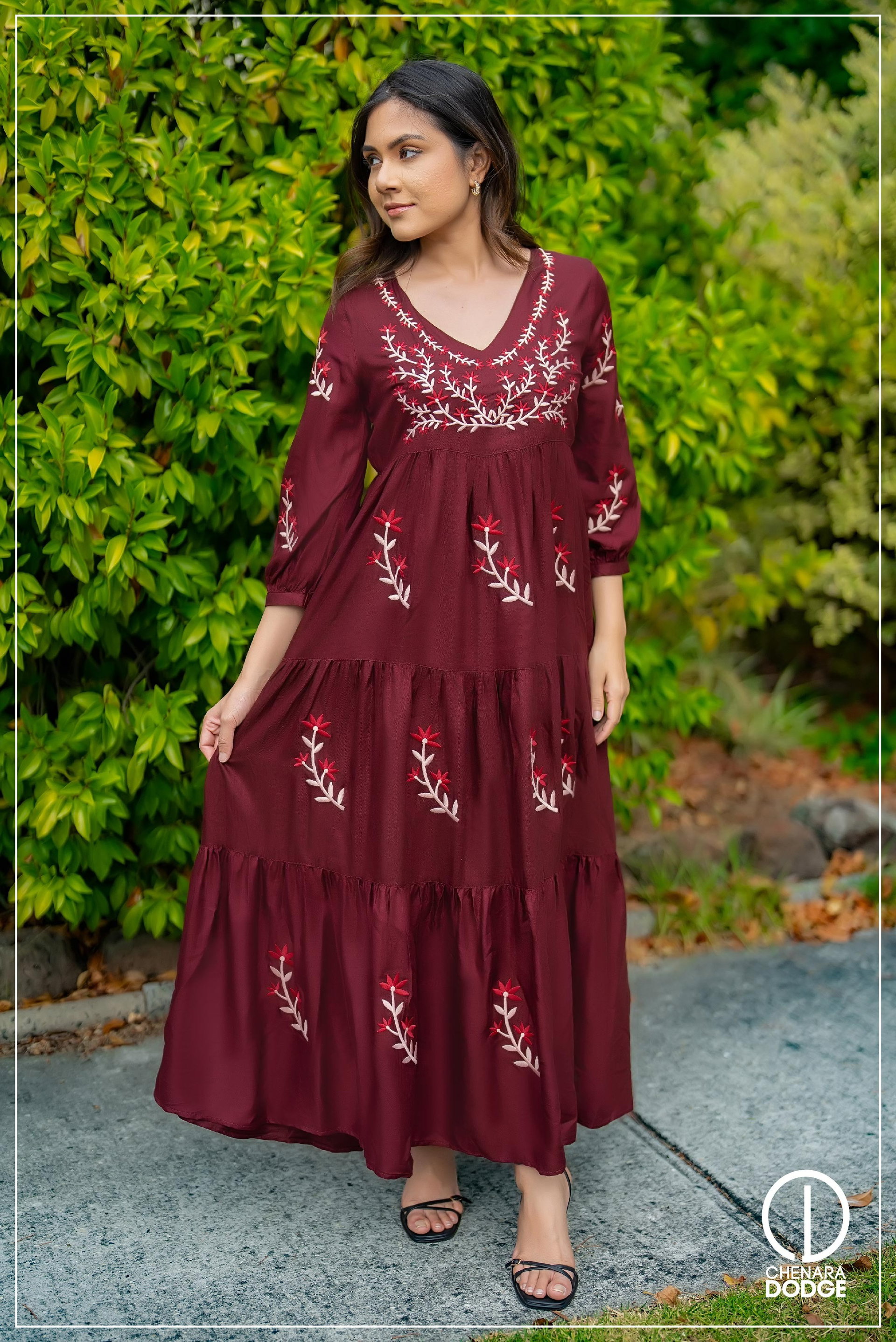 SADIE EMBROIDERED MAXI DRESS