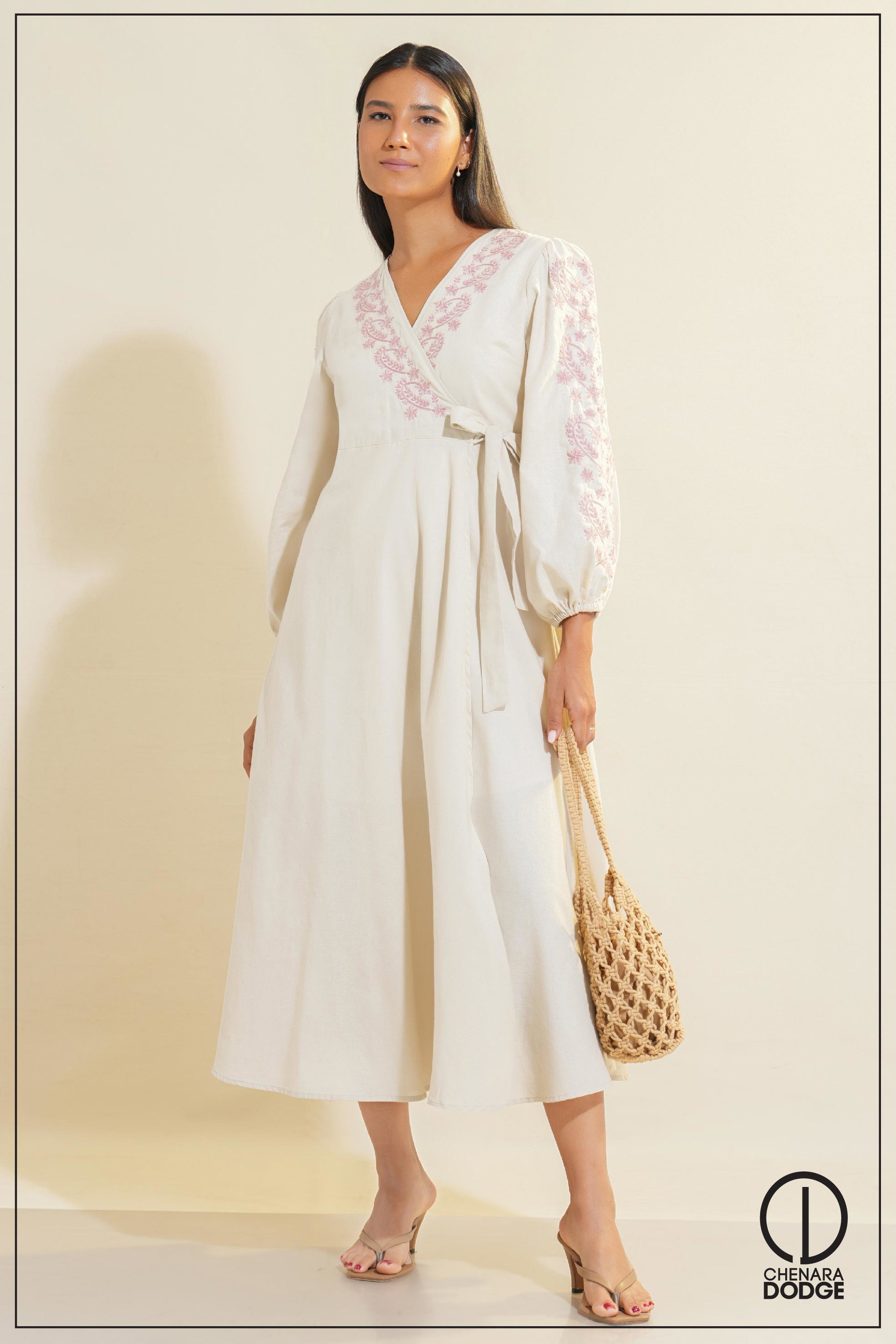 SALLY EMBROIDERED MIDI DRESS