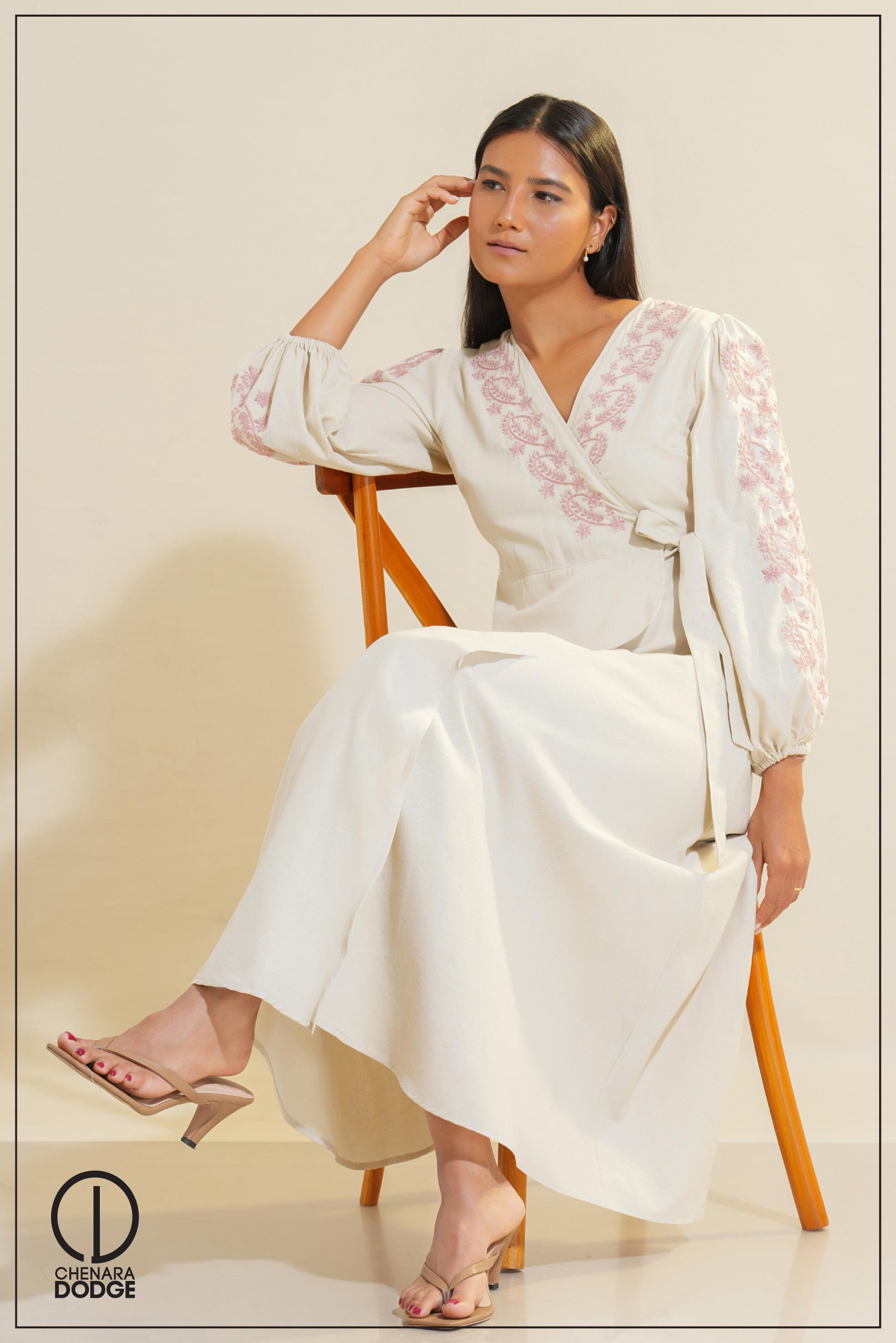 SALLY EMBROIDERED MIDI DRESS