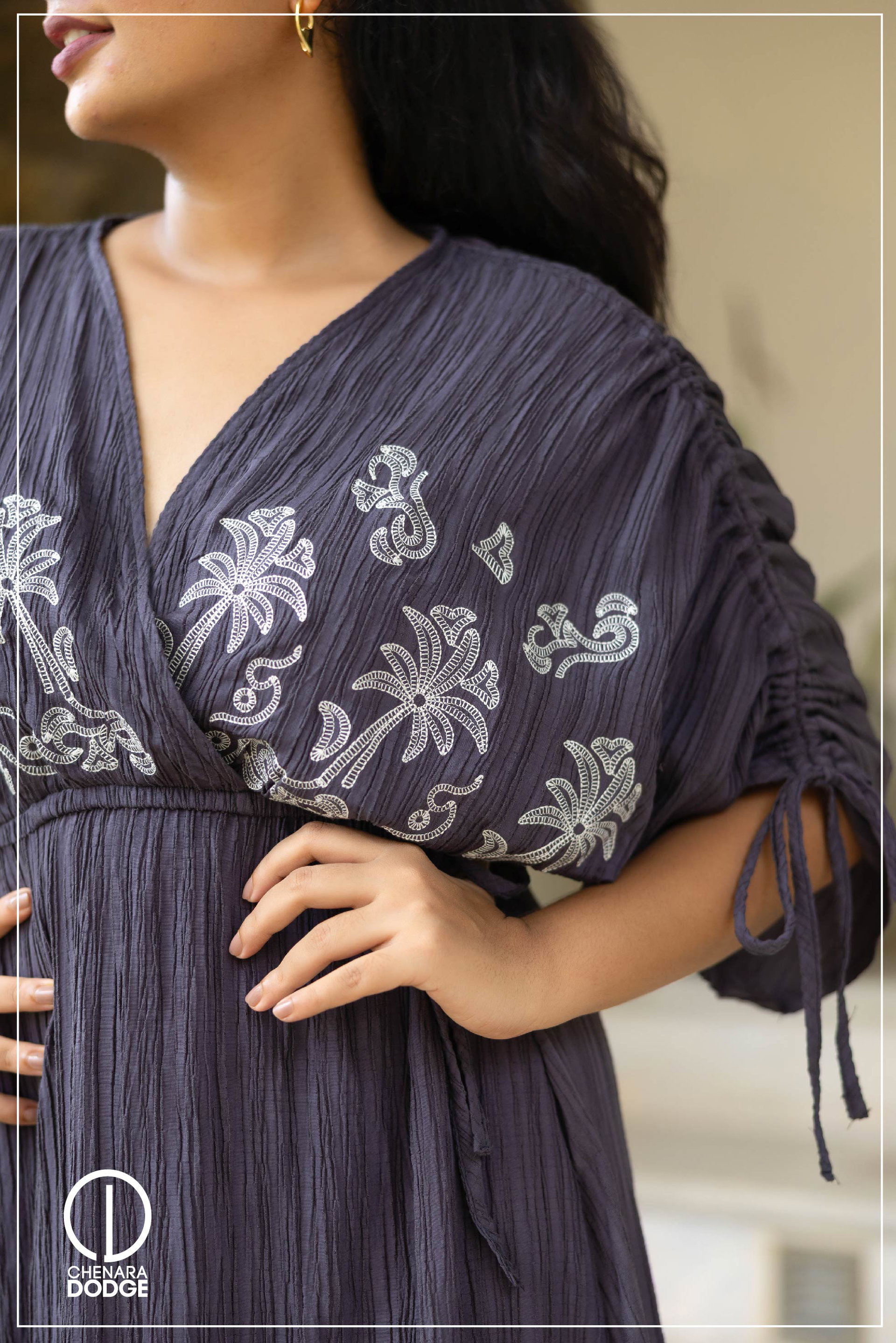 SARA EMB SLEEVE MAXI DRESS