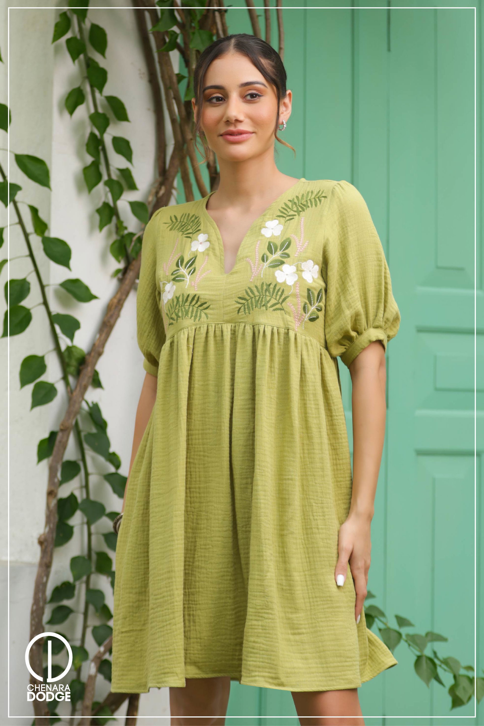 SARA EMBROIDERED MINI DRESS