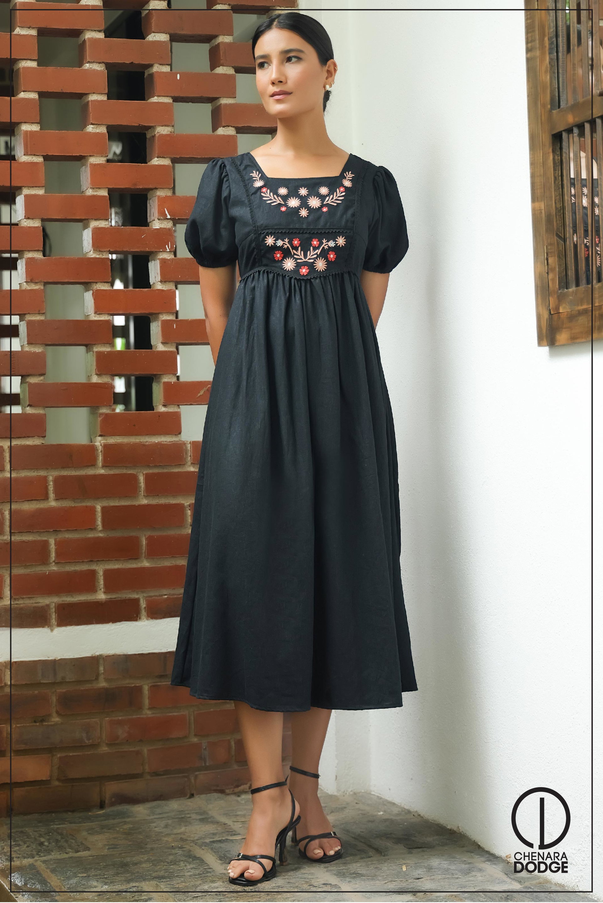 SOFIA EMBROIDERED MIDI DRESS