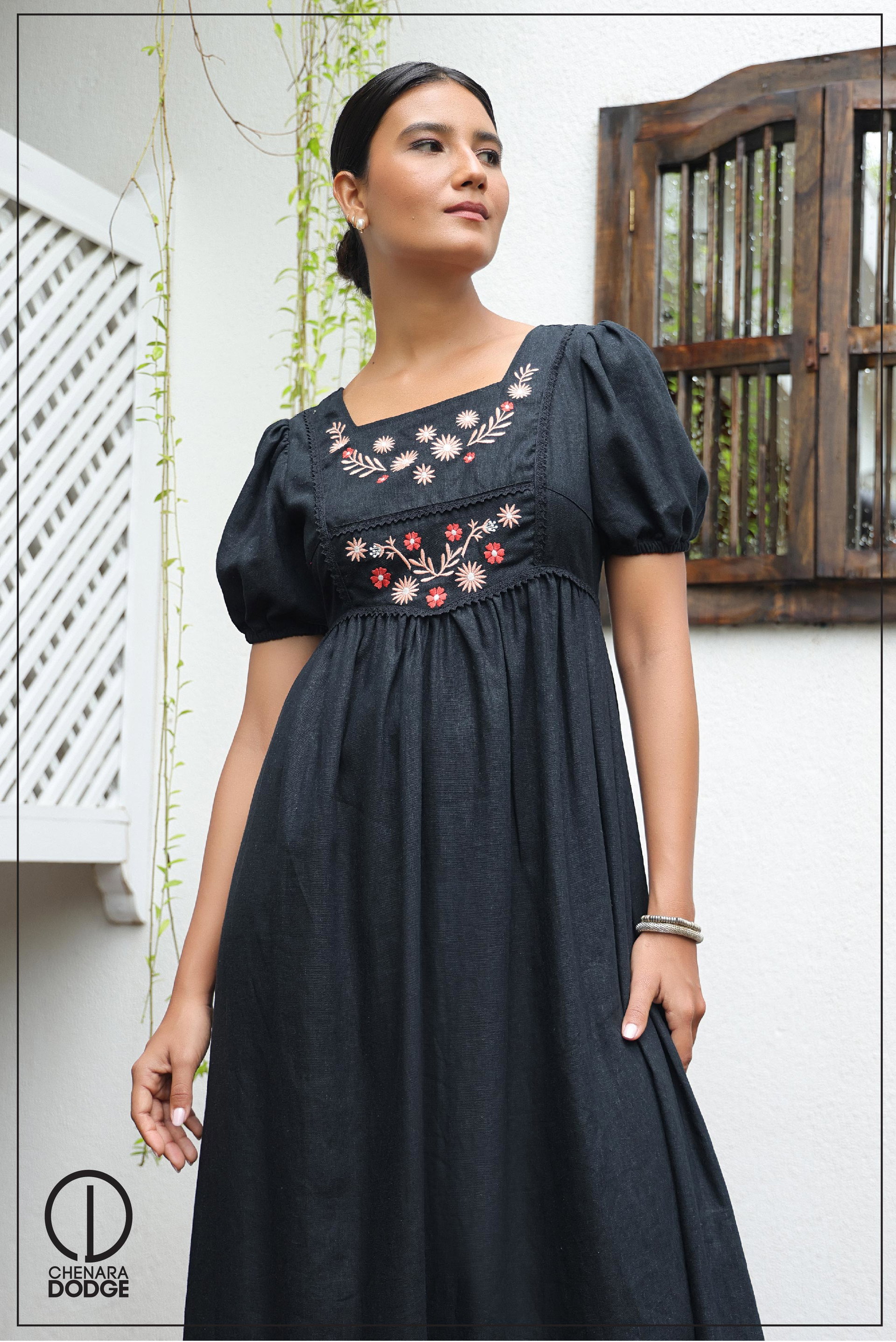 SOFIA EMBROIDERED MIDI DRESS