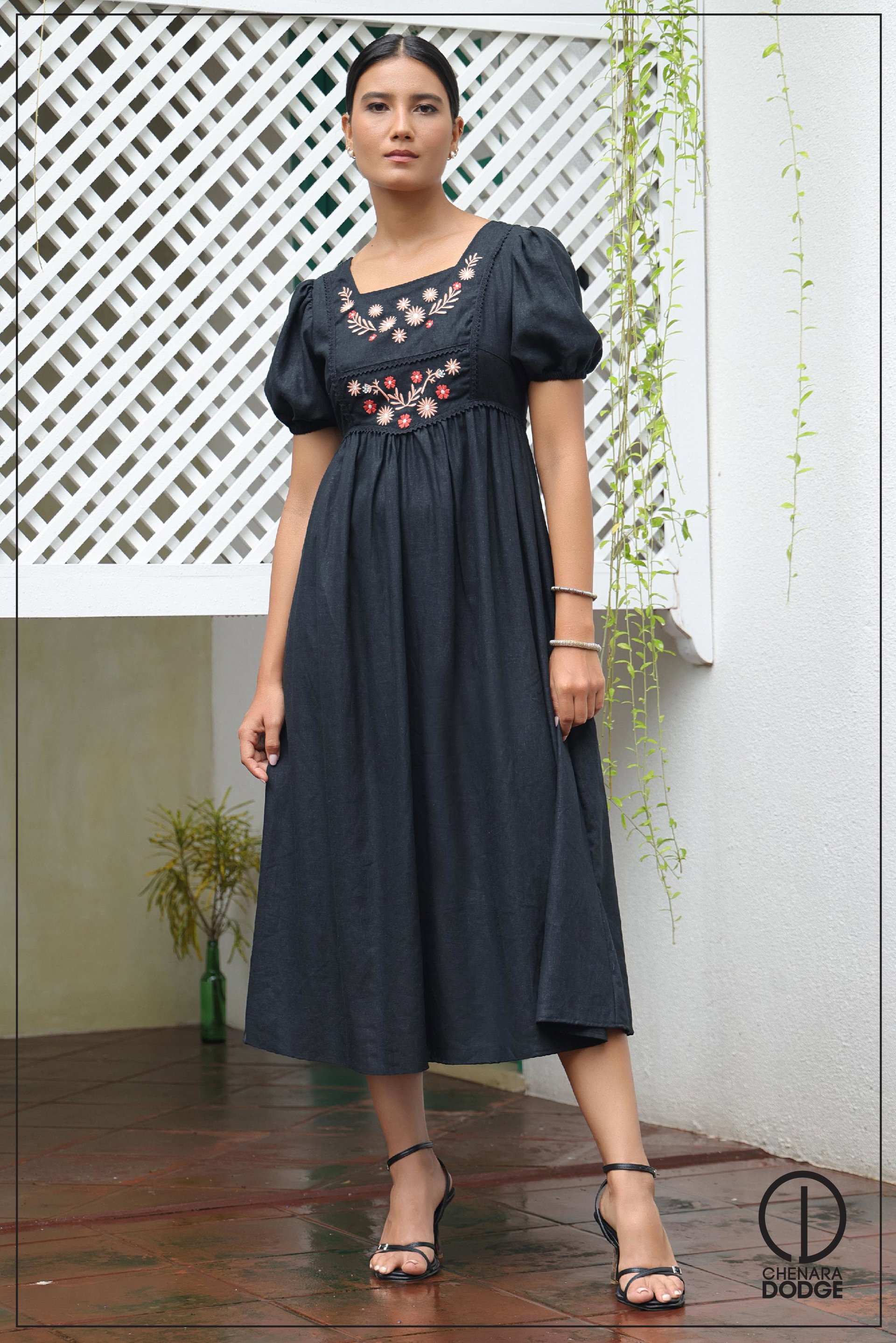 SOFIA EMBROIDERED MIDI DRESS