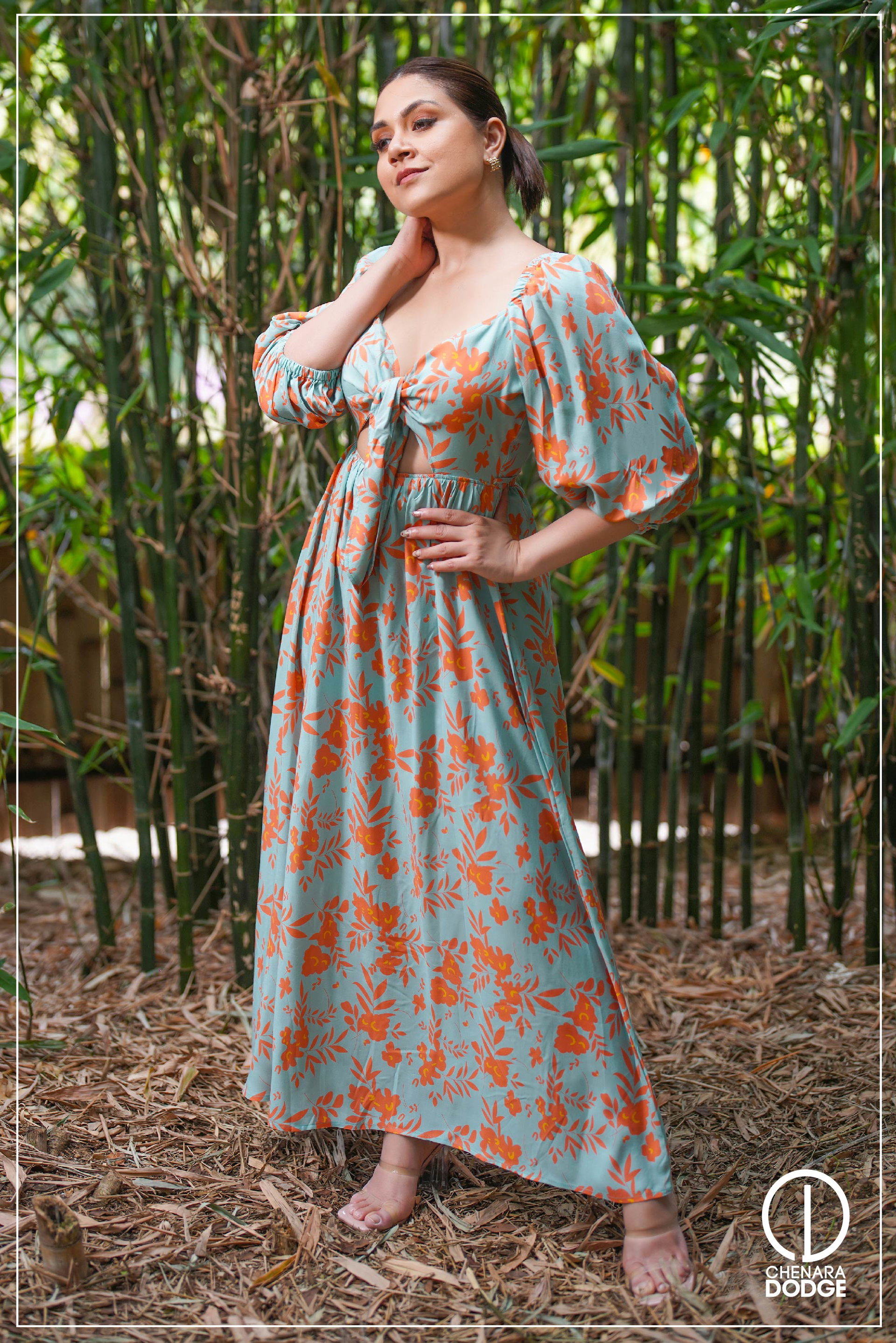 SREA FRONT TIE-UP MAXI DRESS
