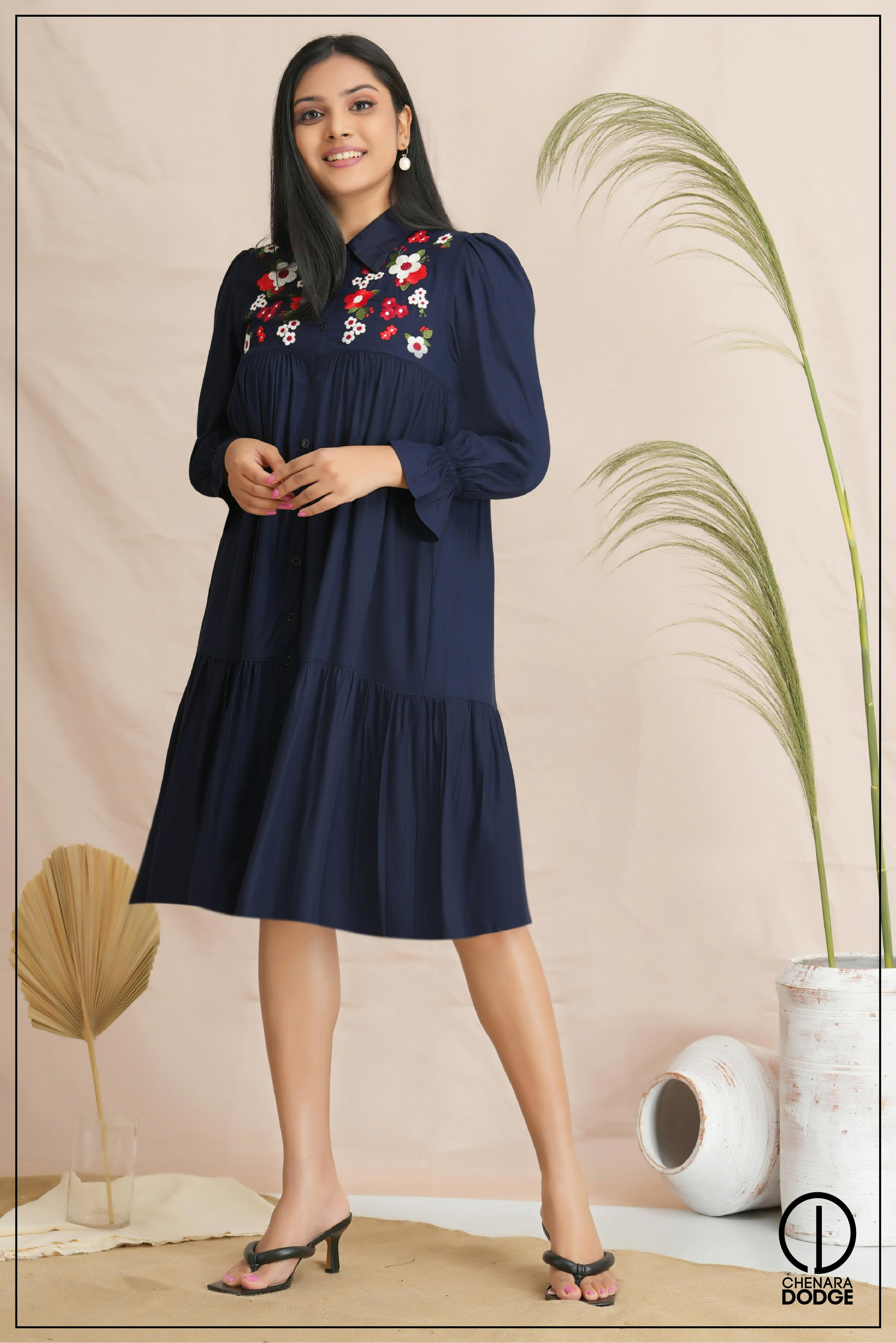 TAANYA EMBROIDERED MINI DRESS-