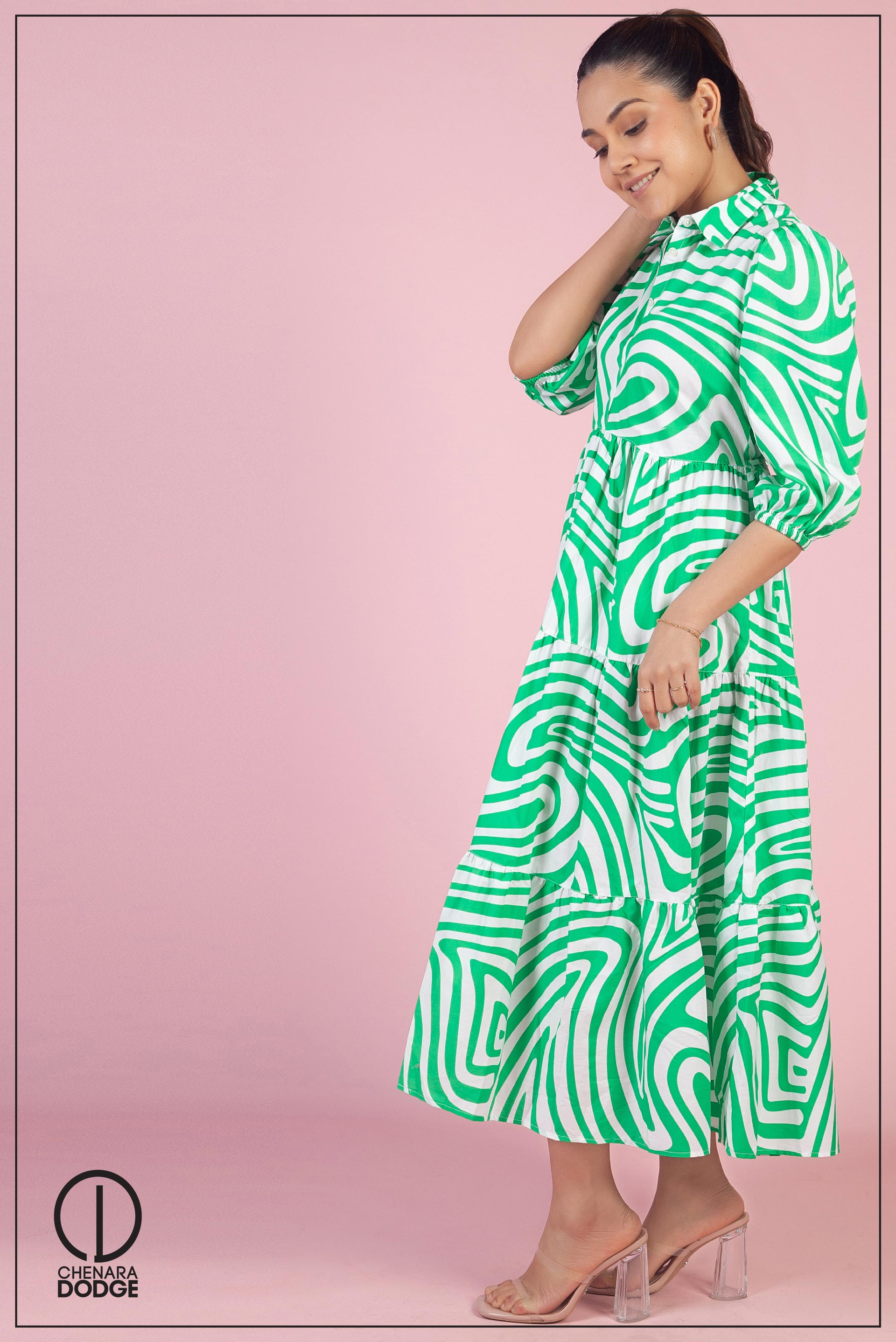White & Green Print