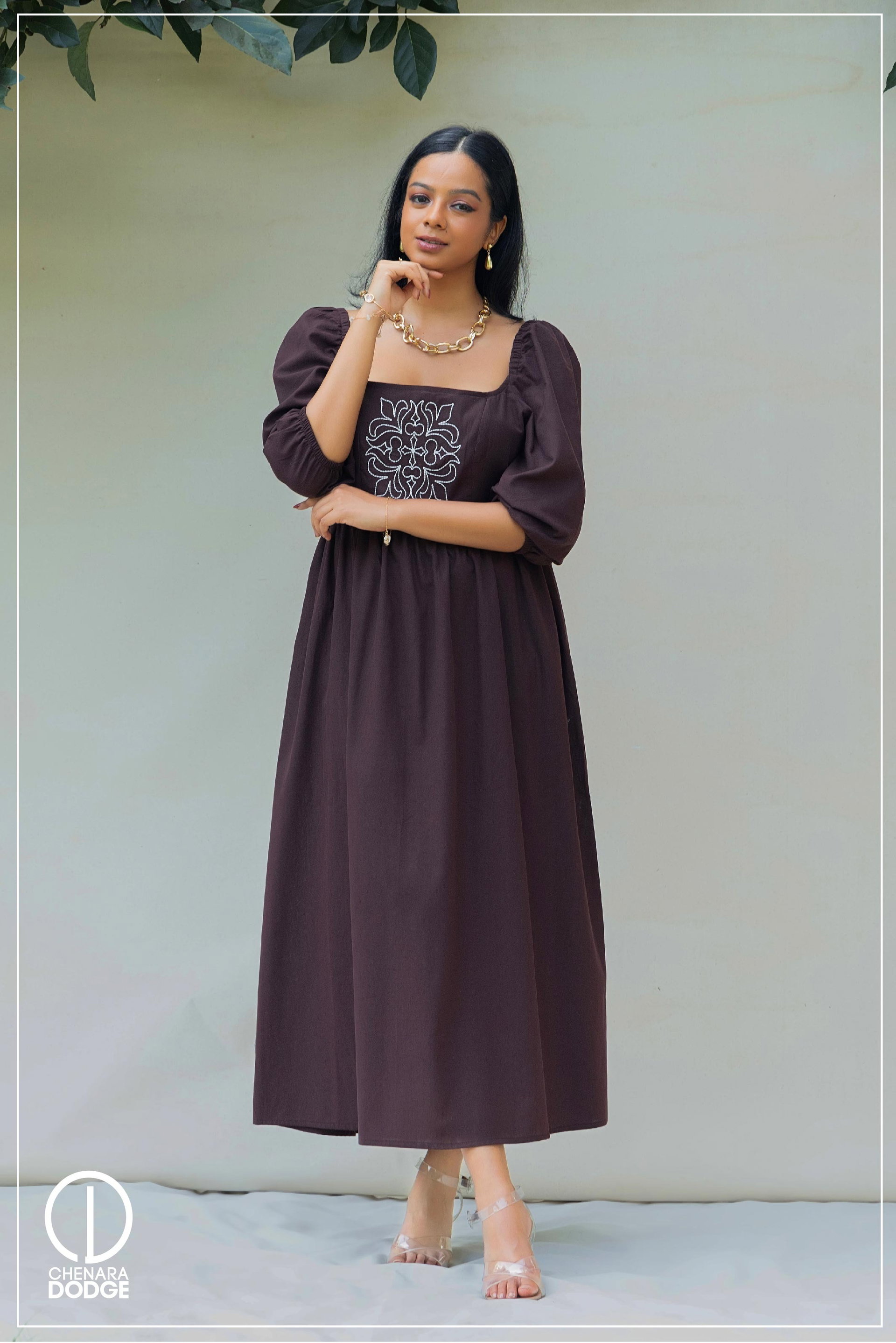 TIFFANY EMBROIDERED MIDI DRESS