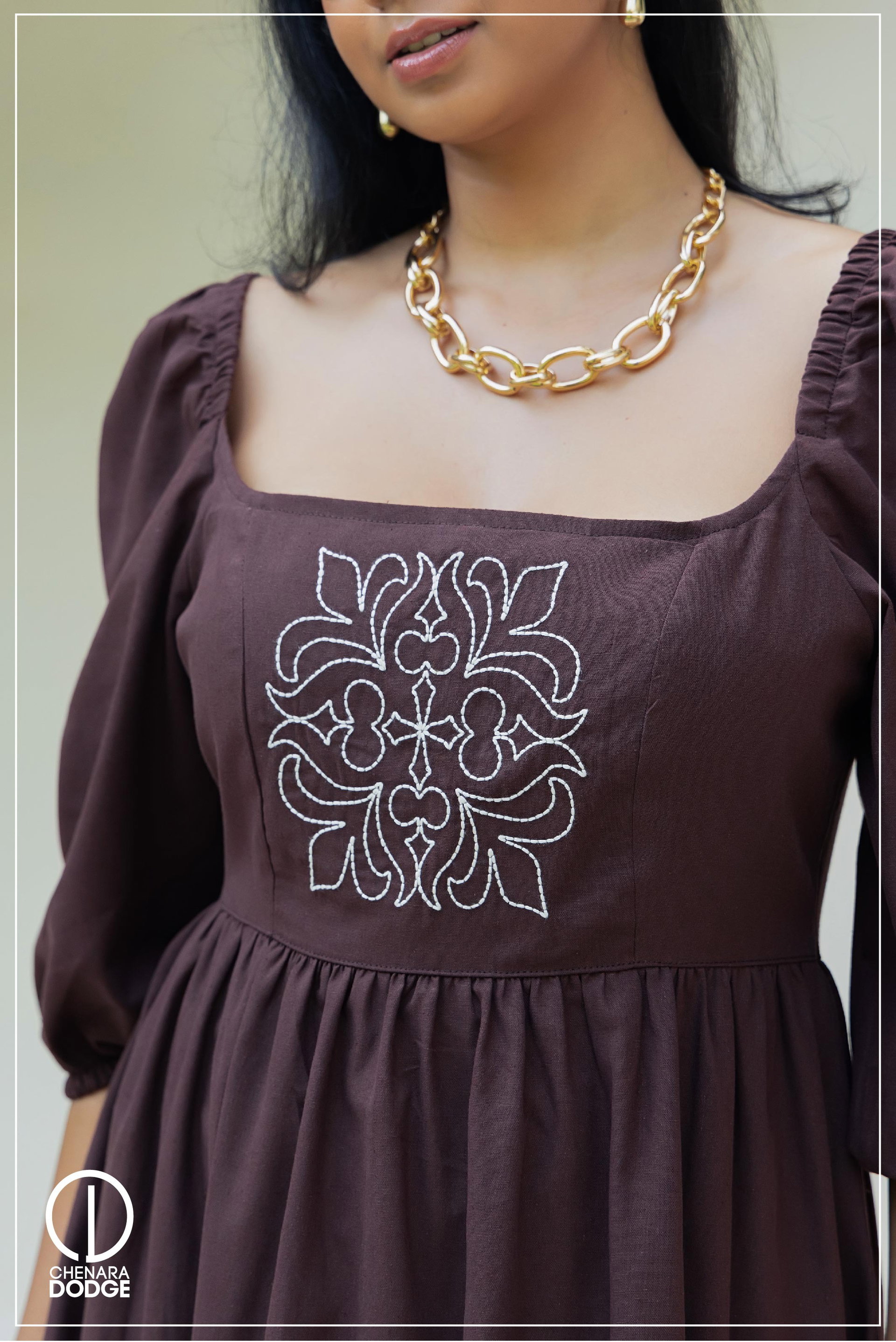 TIFFANY EMBROIDERED MIDI DRESS