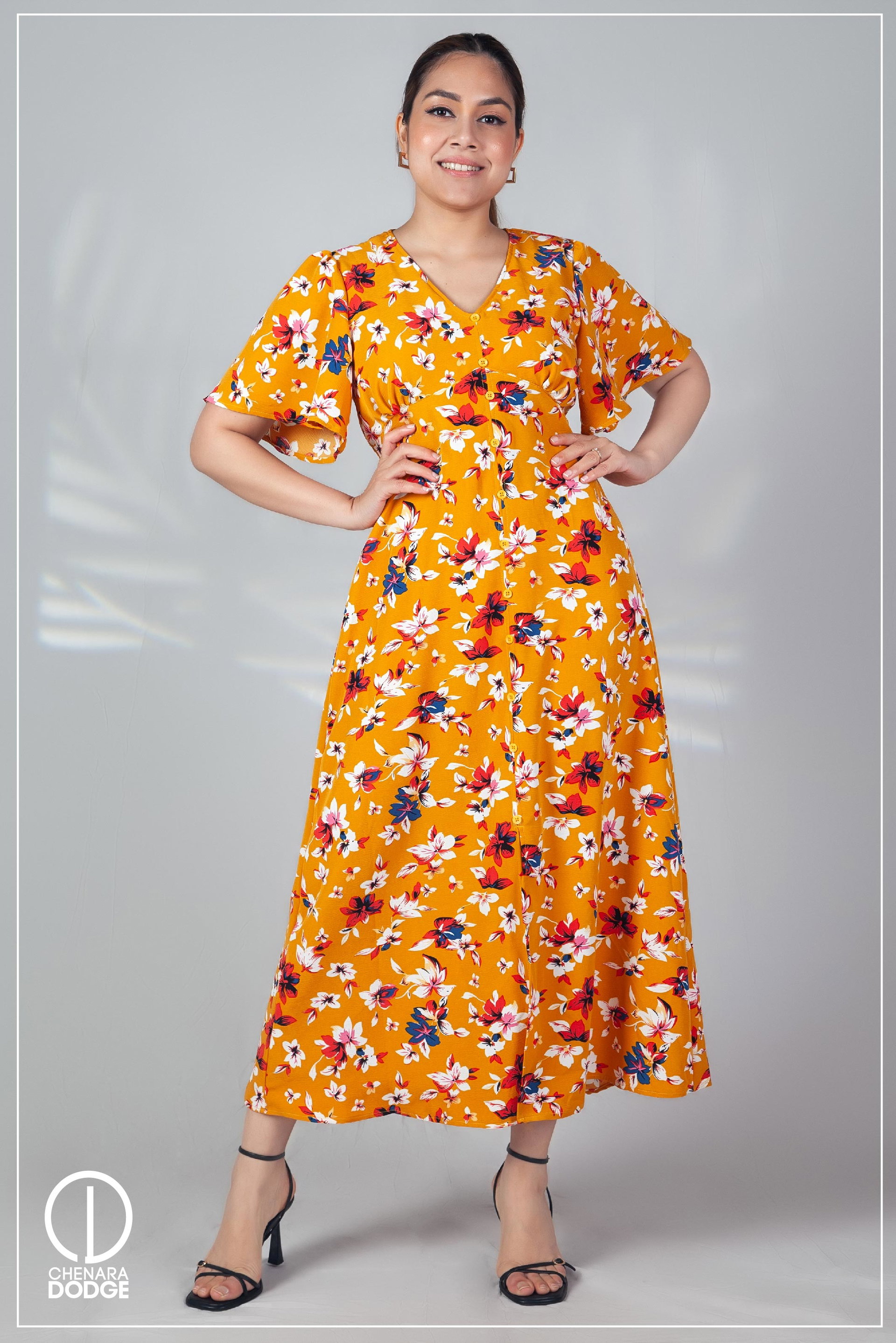 TILLY FRONT SLIT OPEN MIDI DRESS