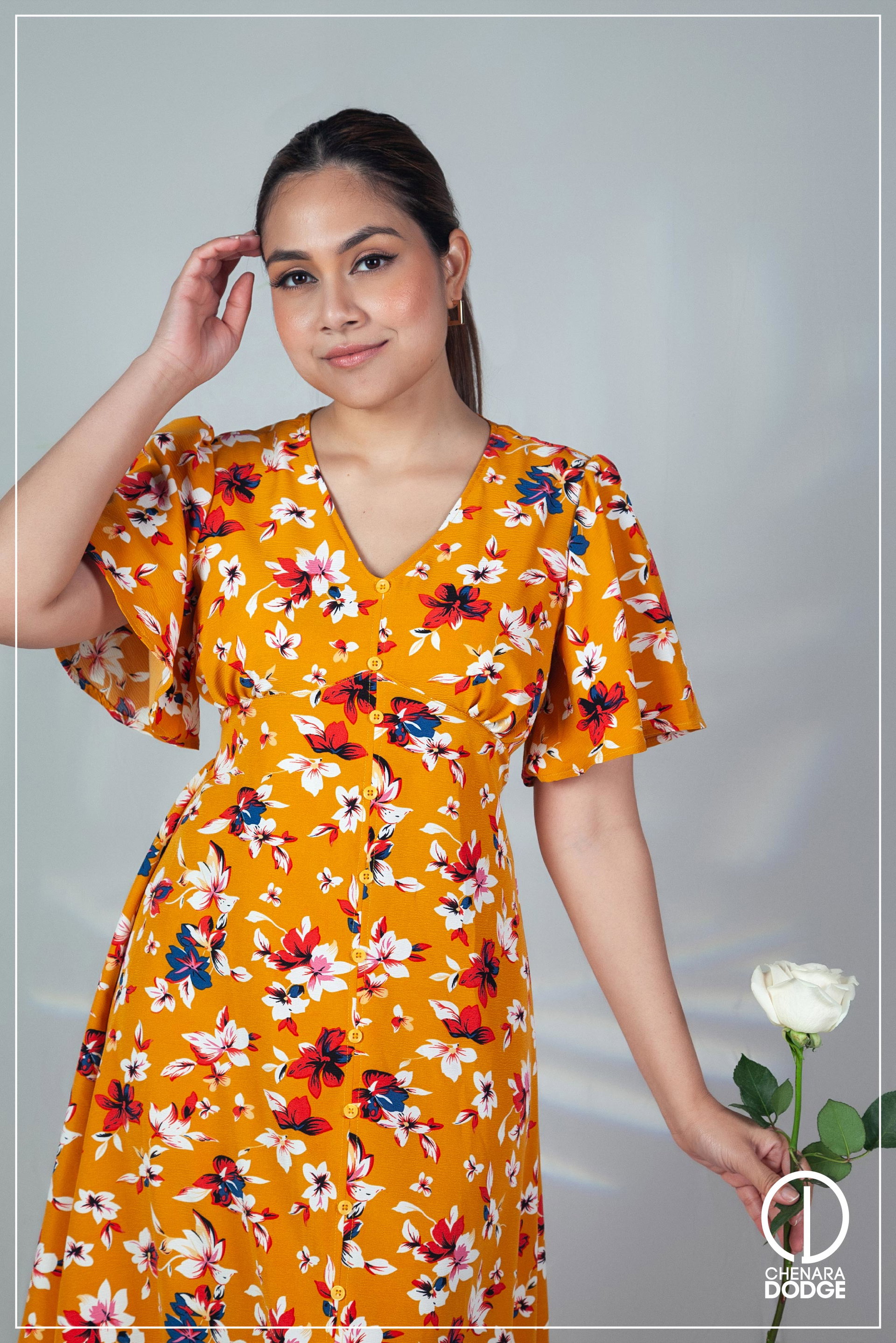 TILLY FRONT SLIT OPEN MIDI DRESS