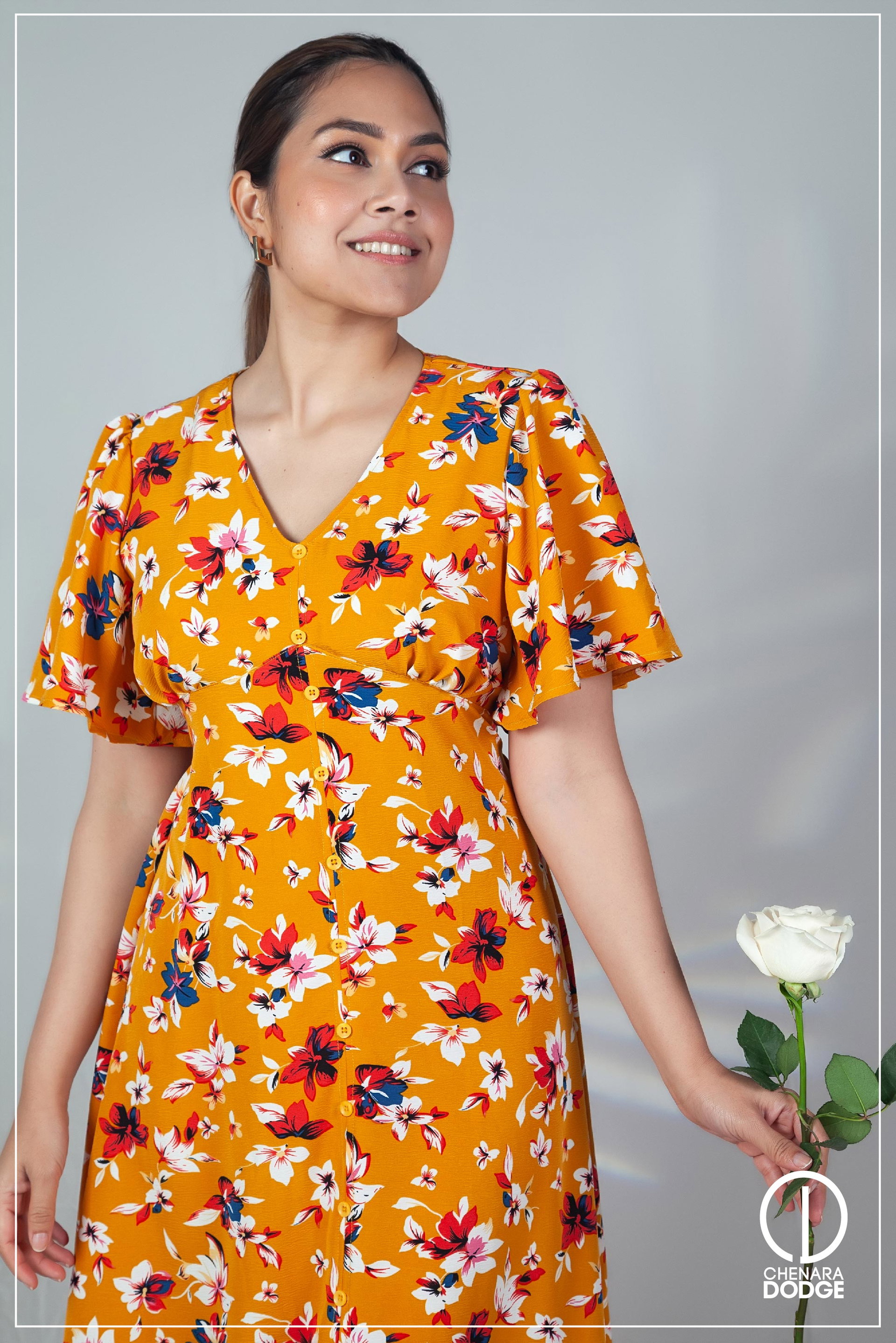 TILLY FRONT SLIT OPEN MIDI DRESS