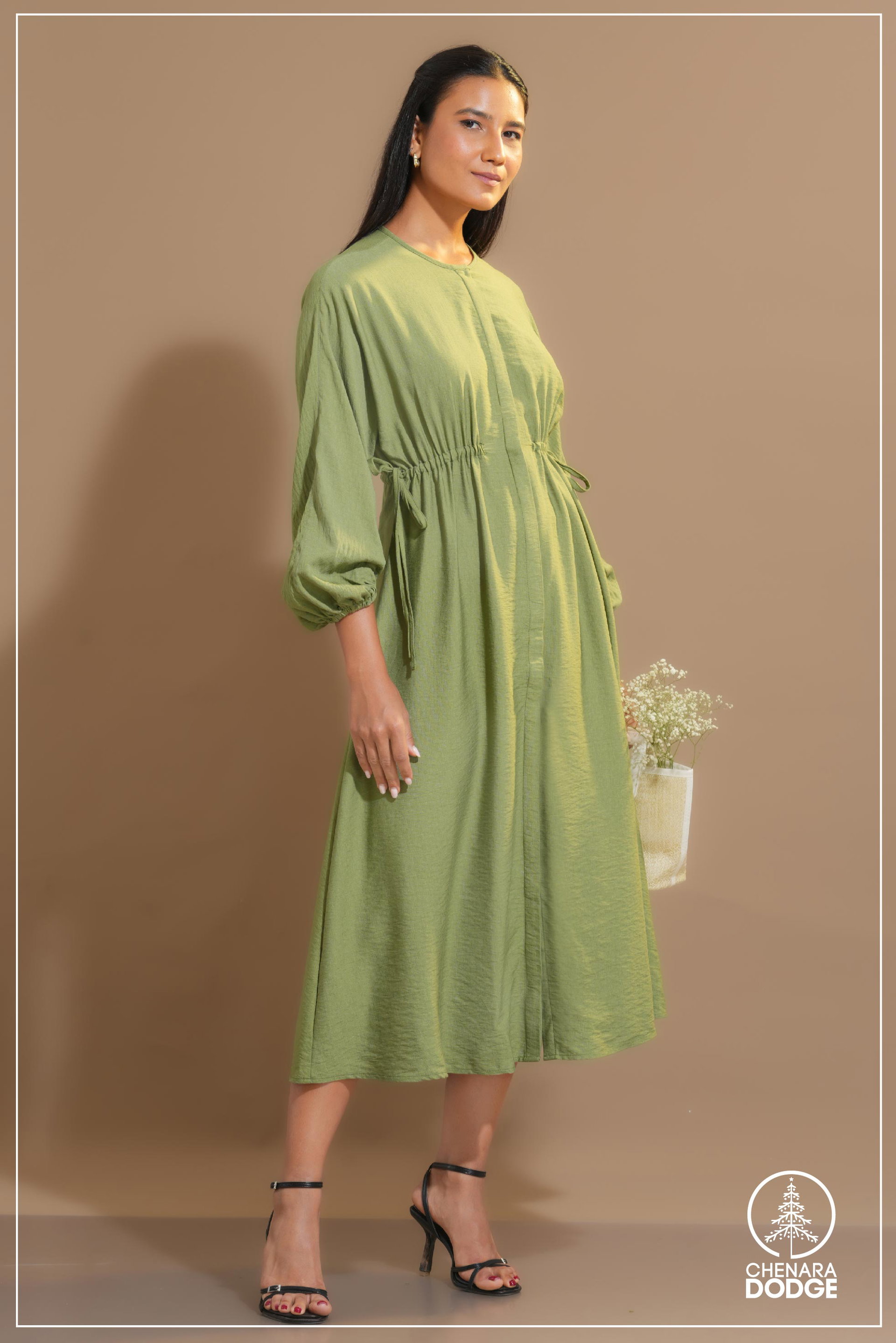 WILLA BISHOP SLEEVES MIDI DRESS