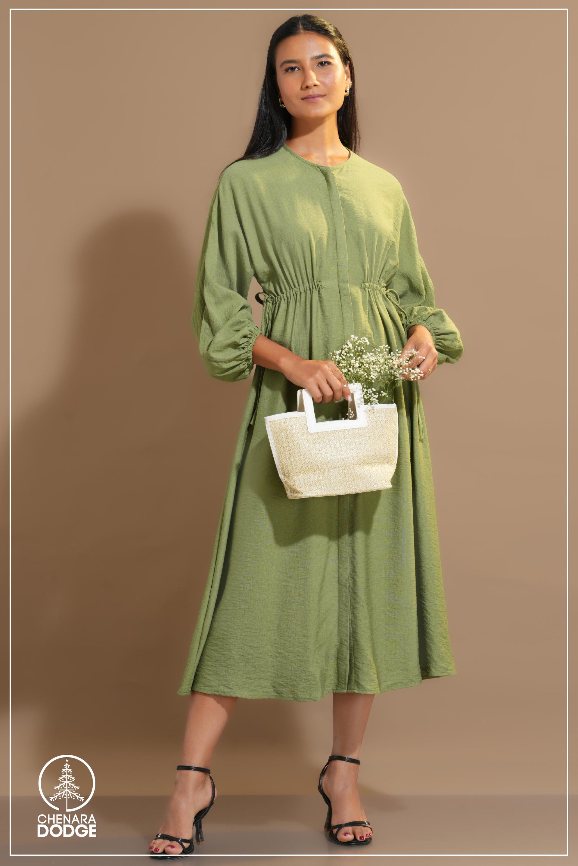 WILLA BISHOP SLEEVES MIDI DRESS