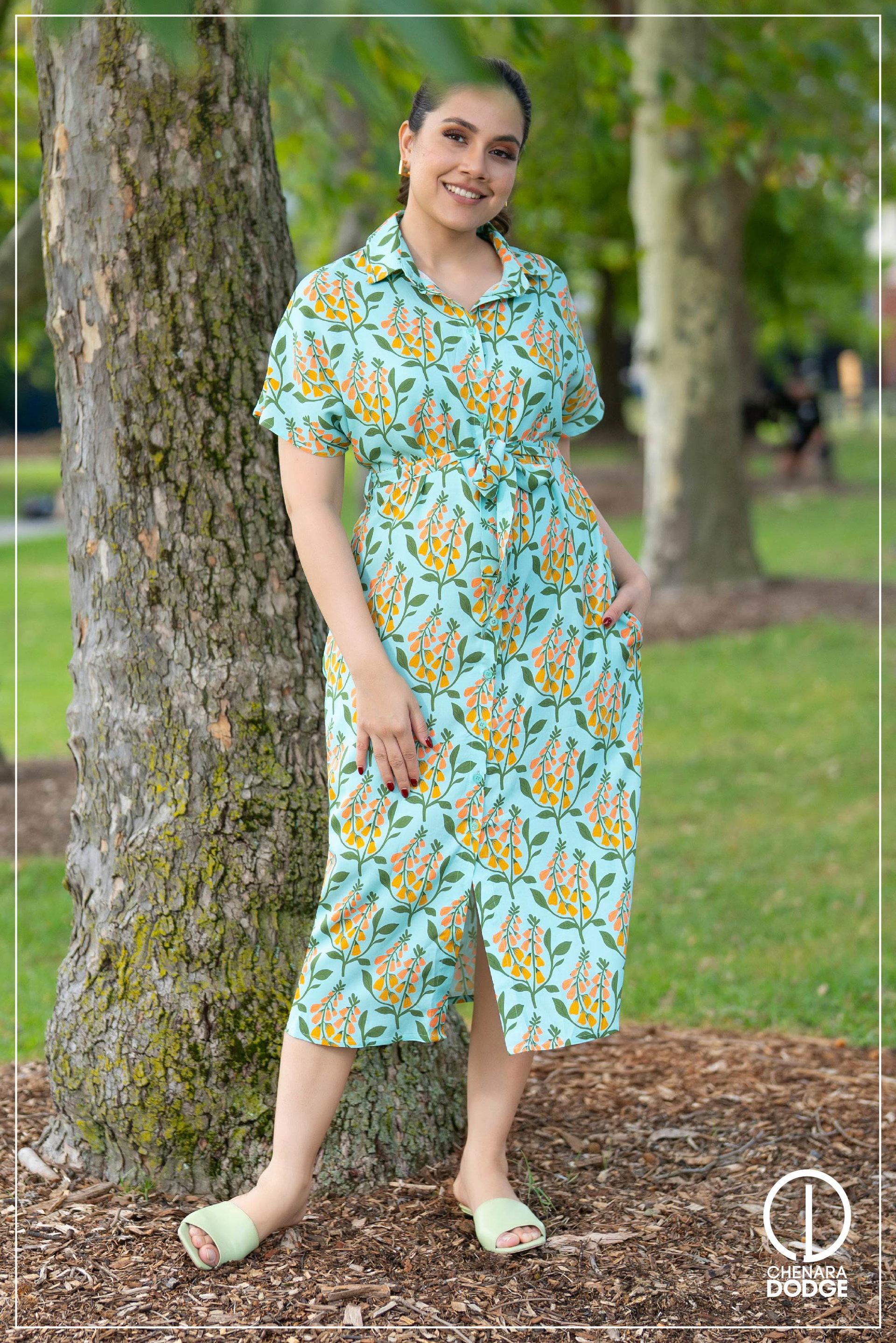 YARA TIE UP MIDI DRESS