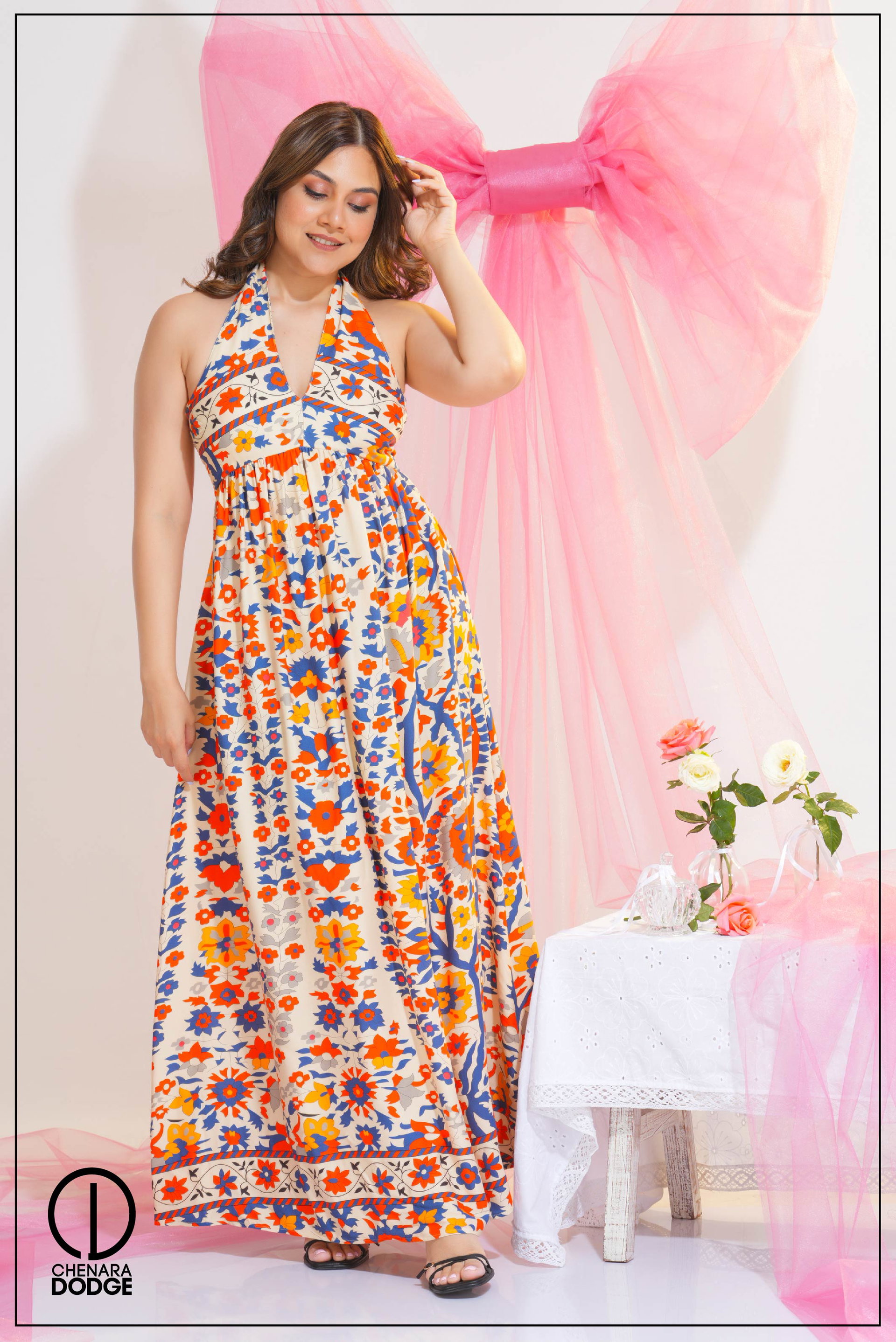 ZOE HALTER NECK MAXI DRESS