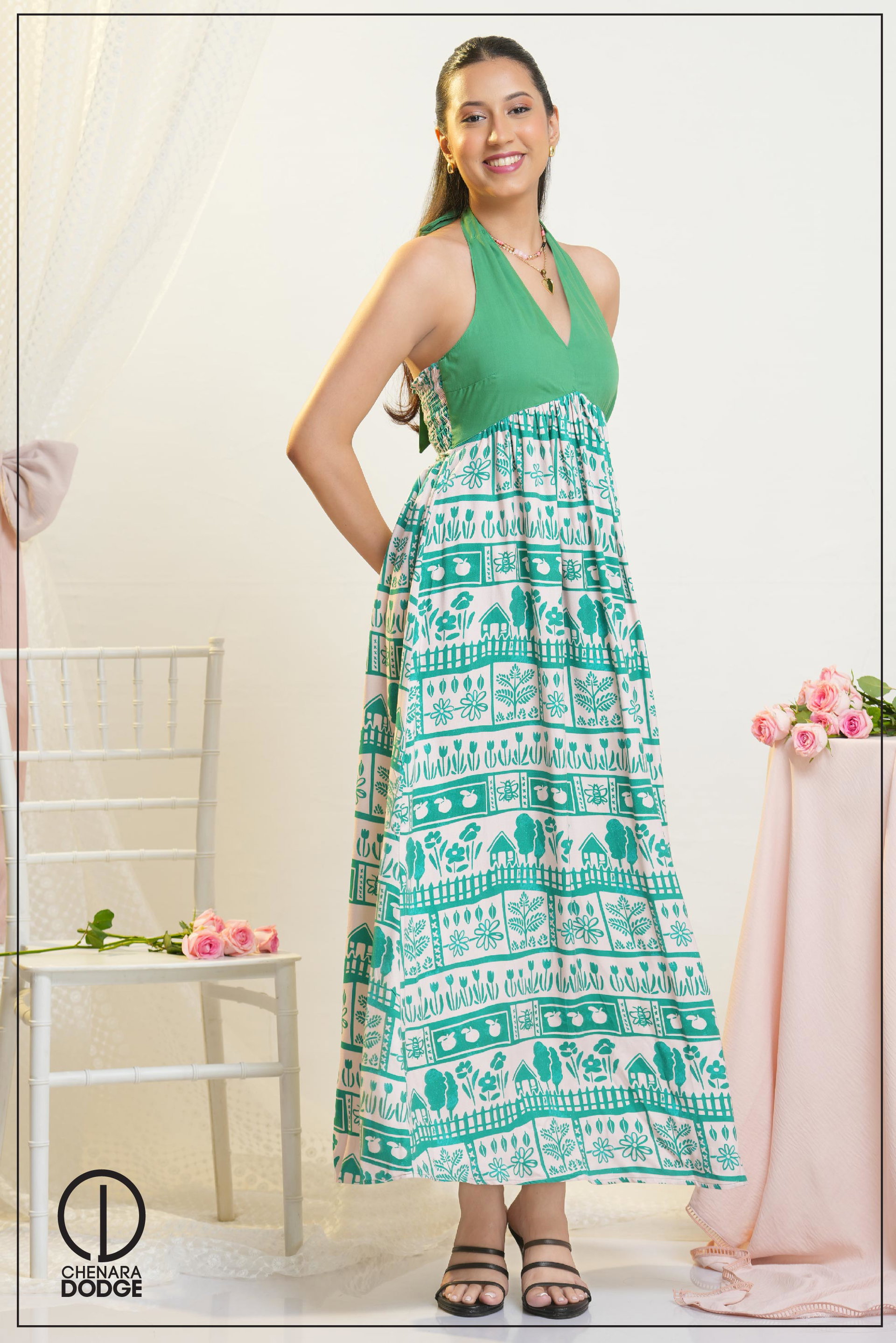 ZOE HALTER NECK MAXI DRESS