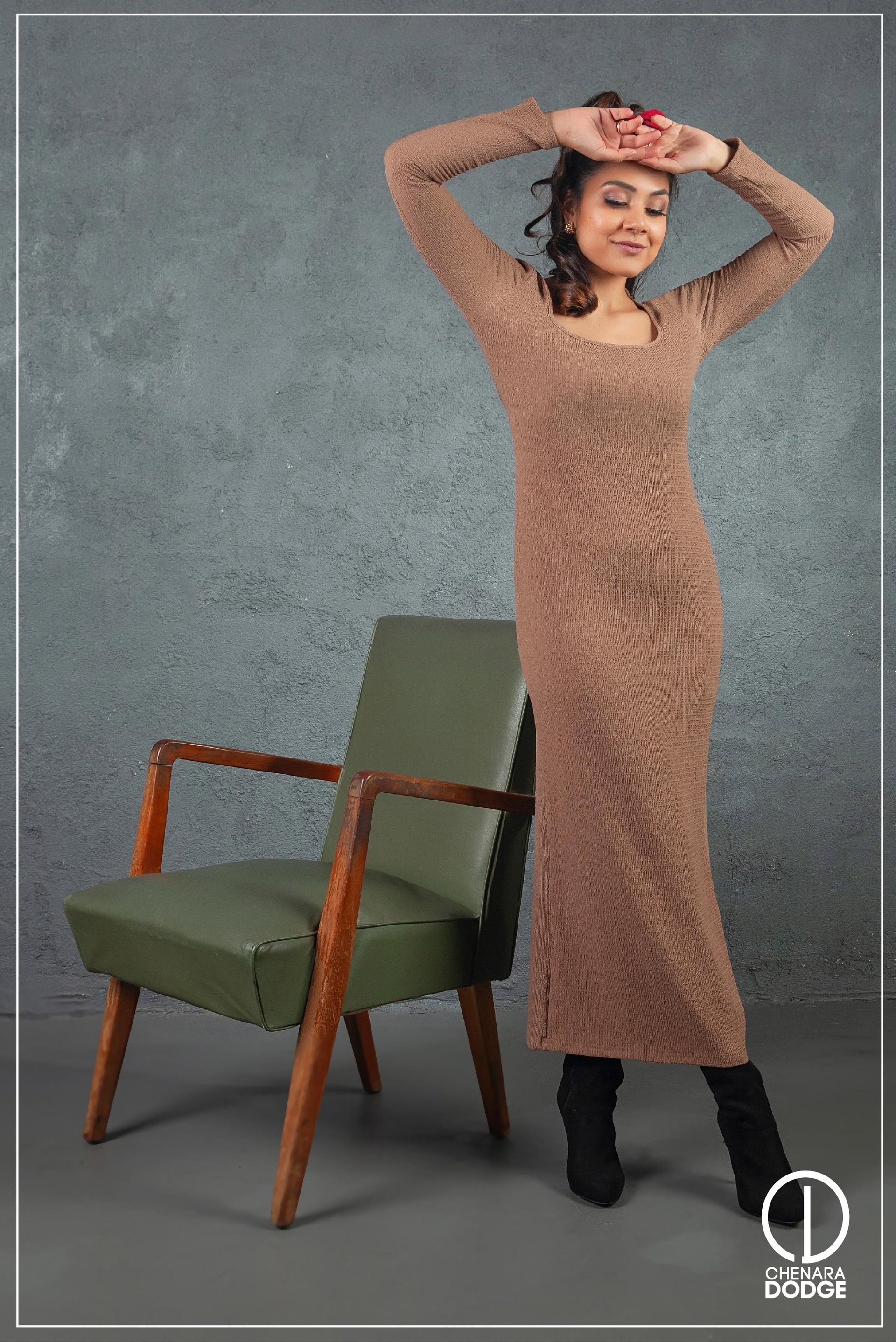 ZOE LONG SLEEVE BODYCON MAXI DRESS