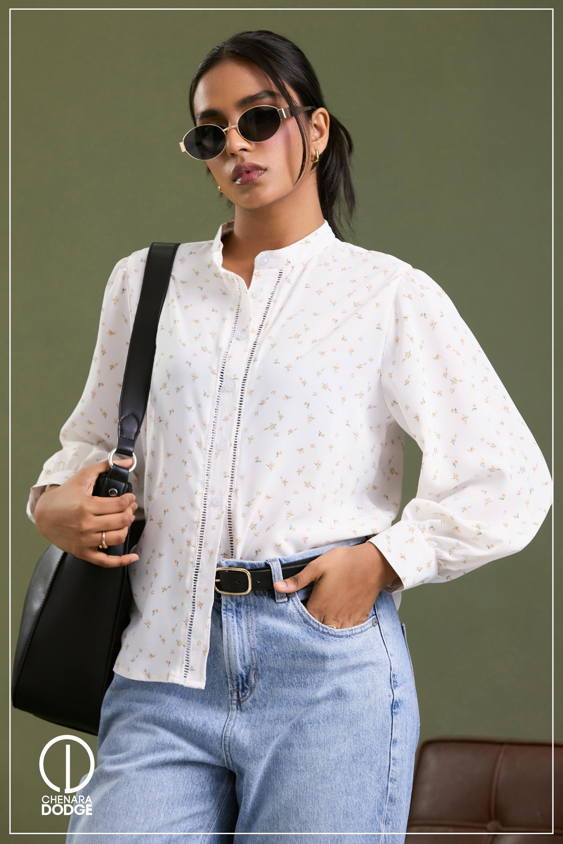 ADDY LACE DETAILED BUTTON DOWN SHIRT