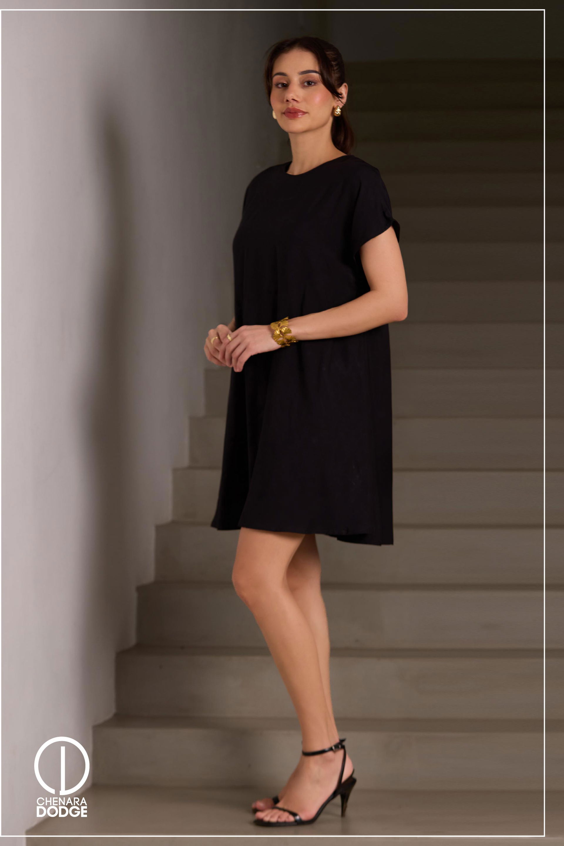 ALIAYA ROUND NECK MINI DRESS