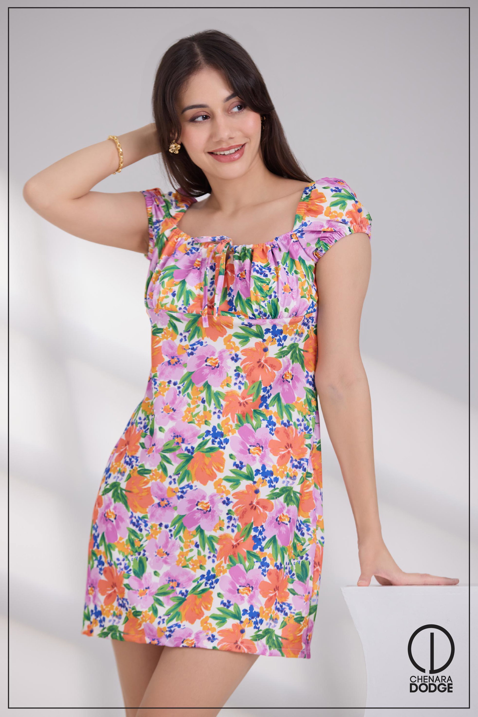 ALIYA SQUARE NECK MINI DRESS