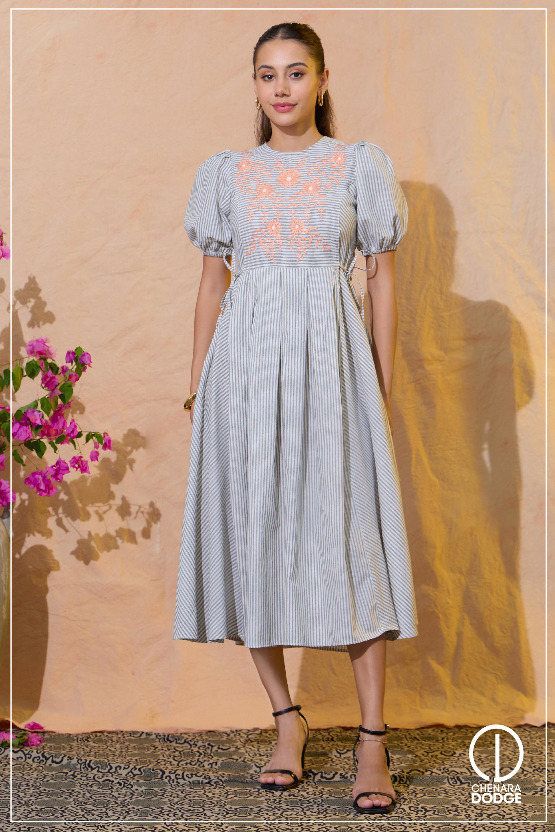 AMAYA EMB MIDI DRESS