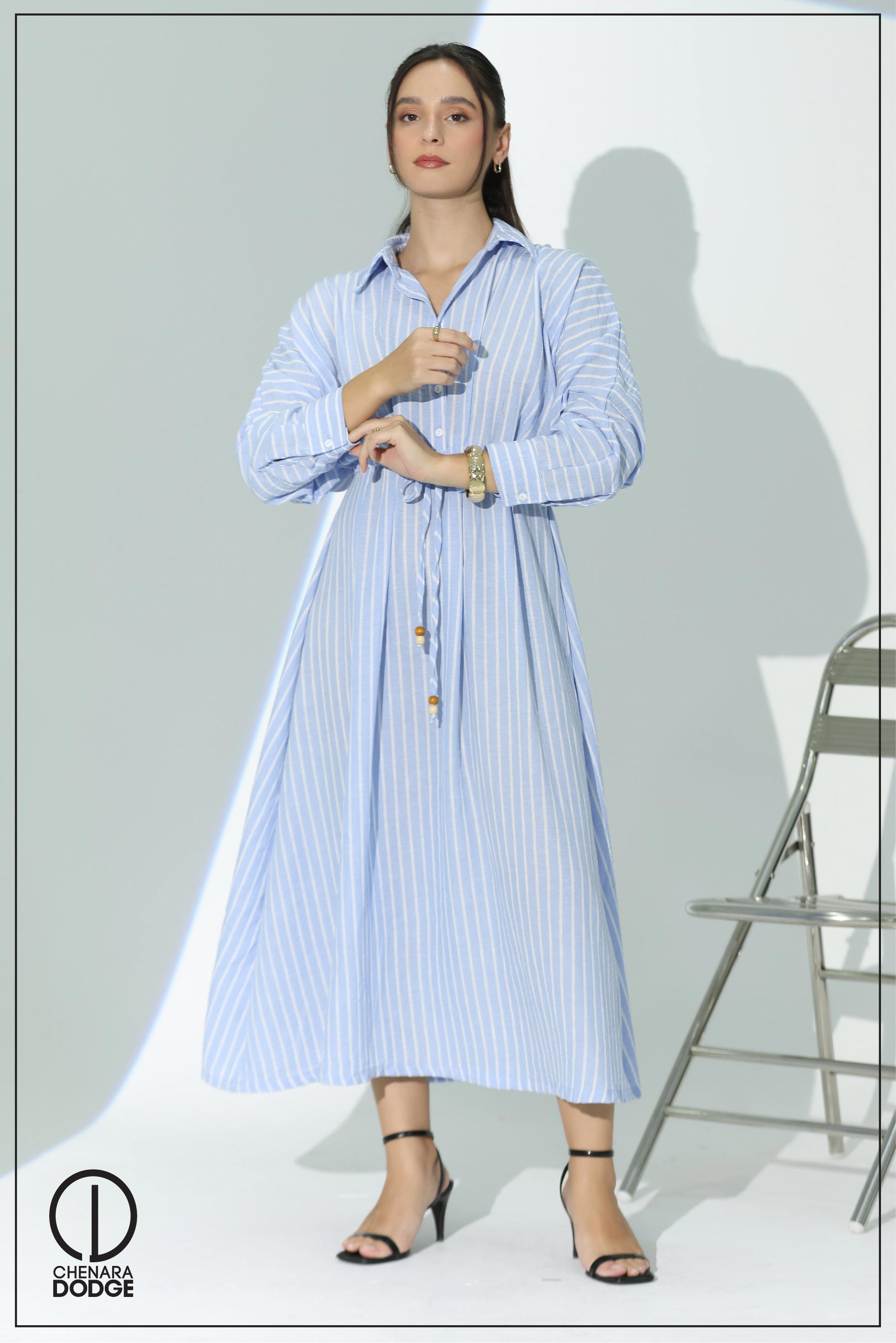 AMBER COLLAR MIDI DRESS