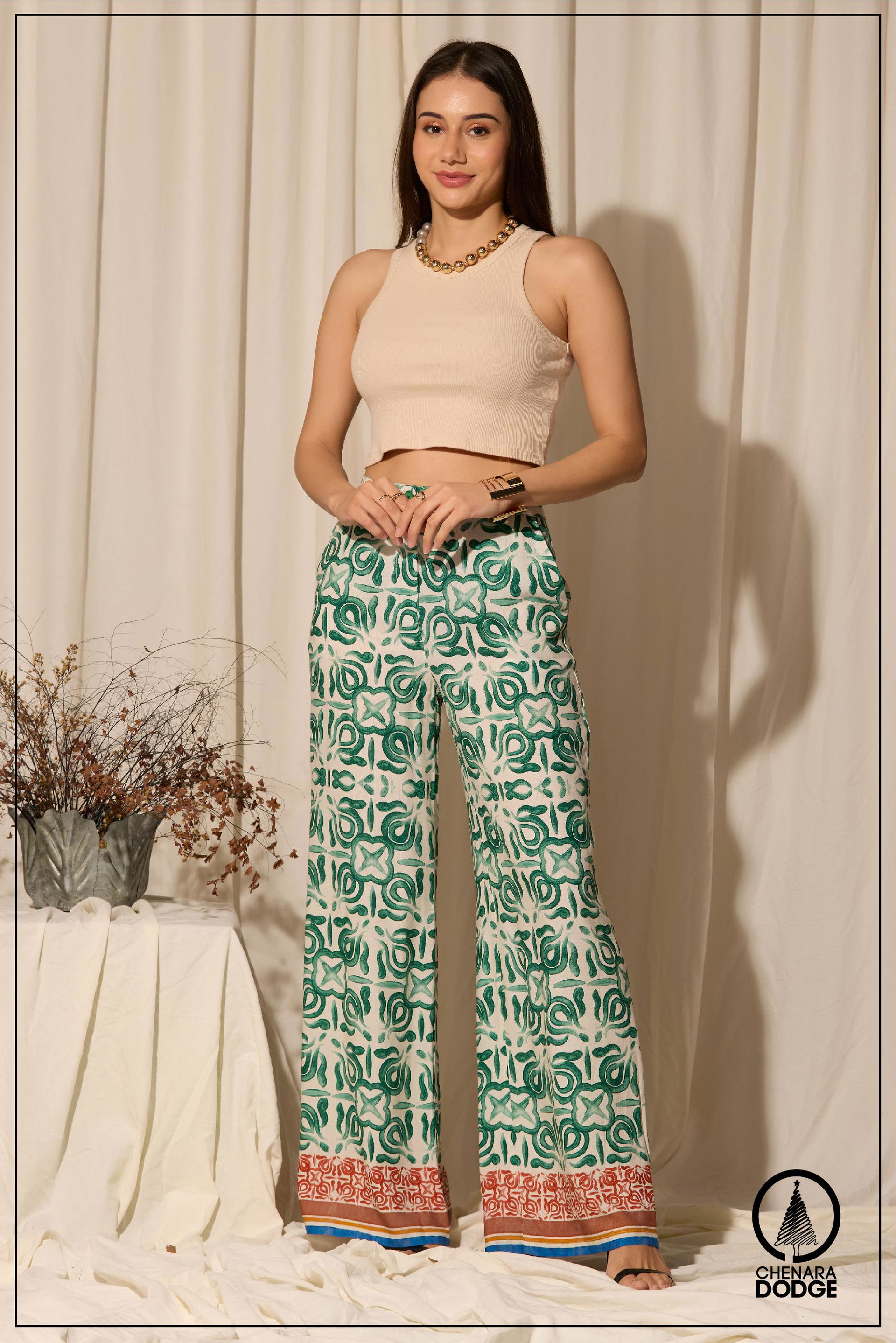 AMILDA BOOT CUT PRINTED PANT