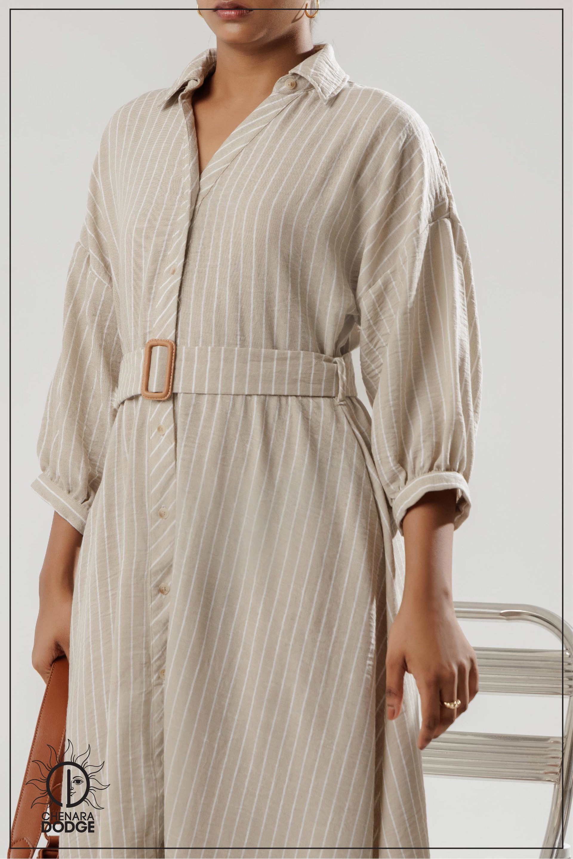 ANDREA BUCKLE DETAIL MIDI DRESS