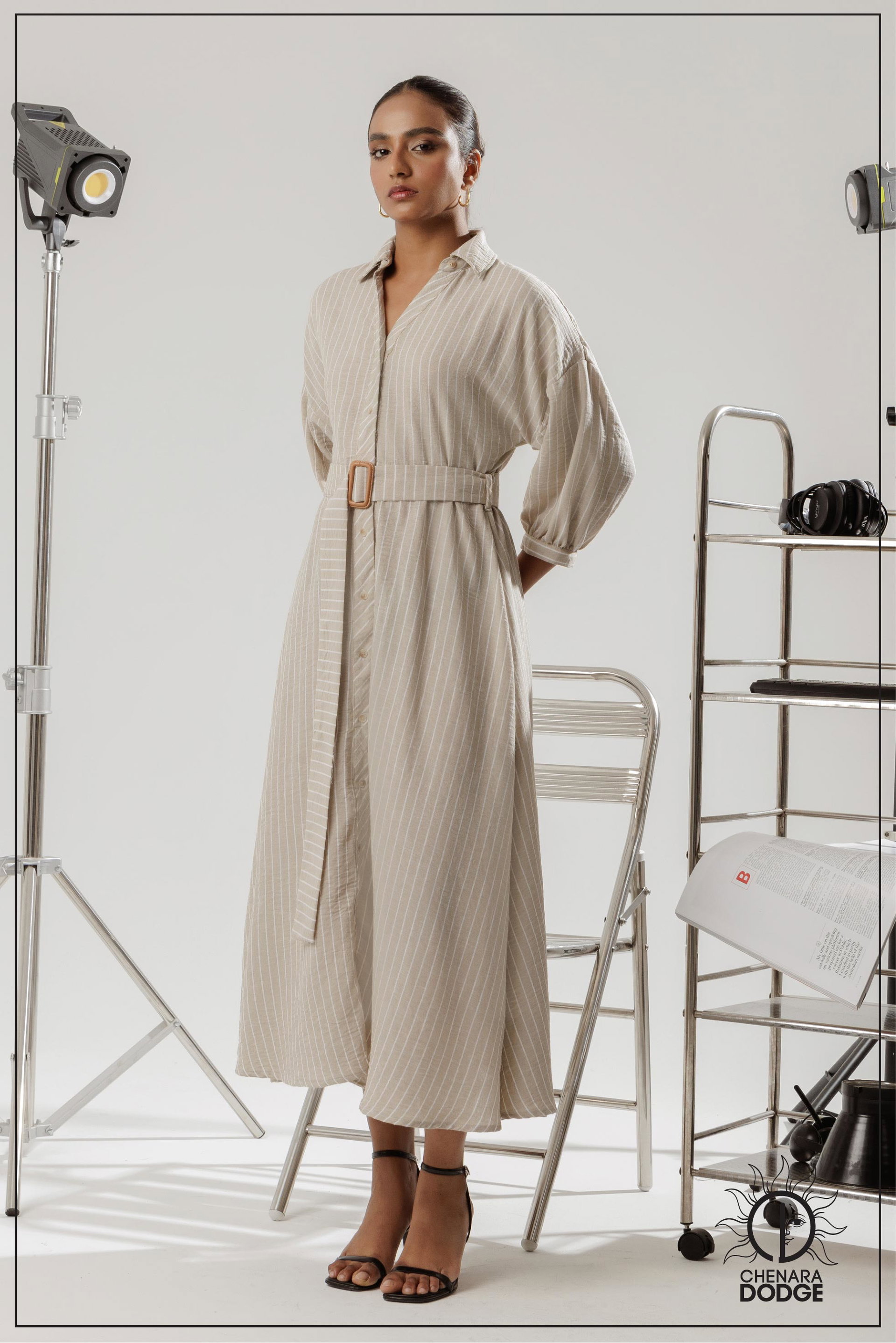 ANDREA BUCKLE DETAIL MIDI DRESS