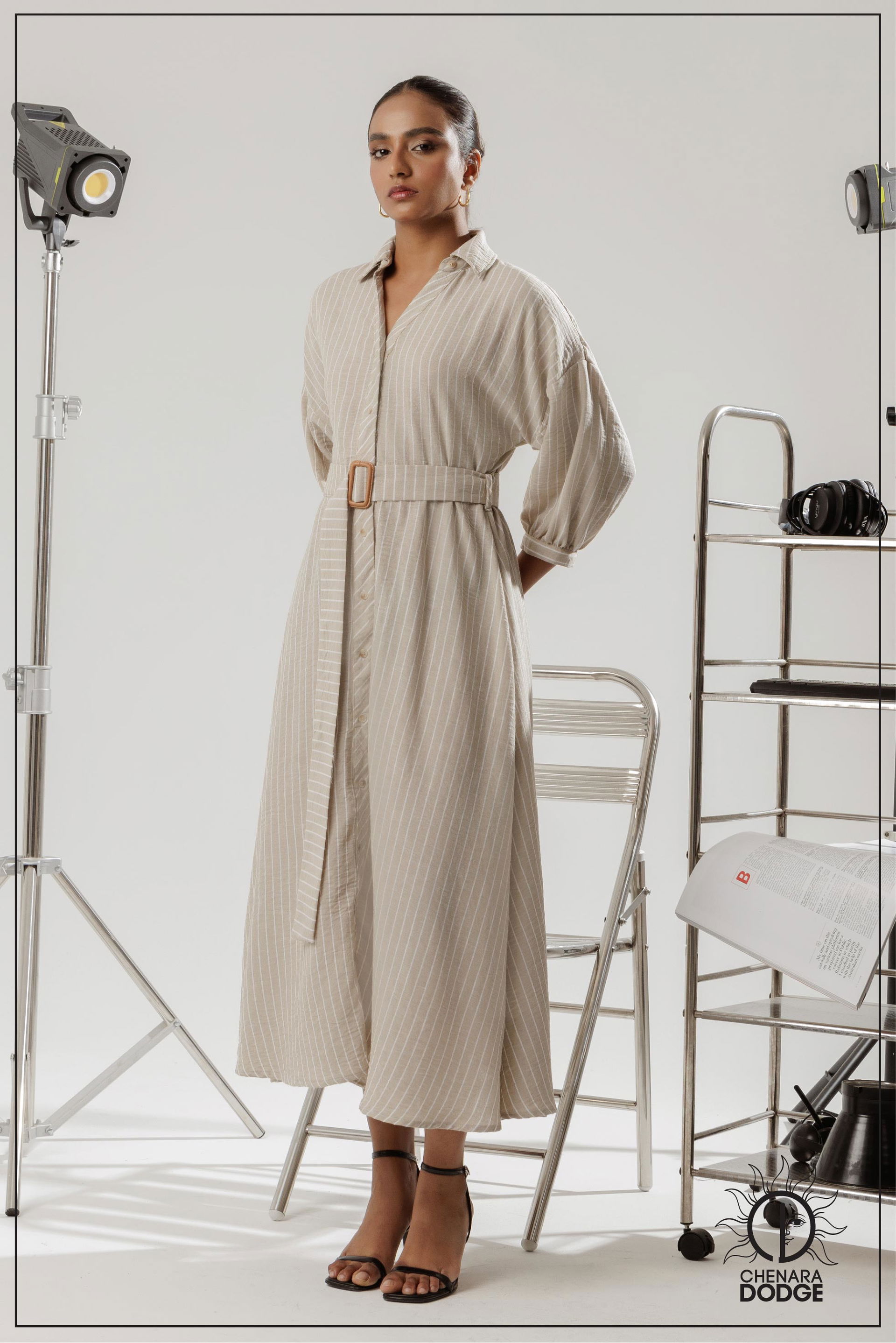 ANDREA BUCKLE DETAIL MIDI DRESS