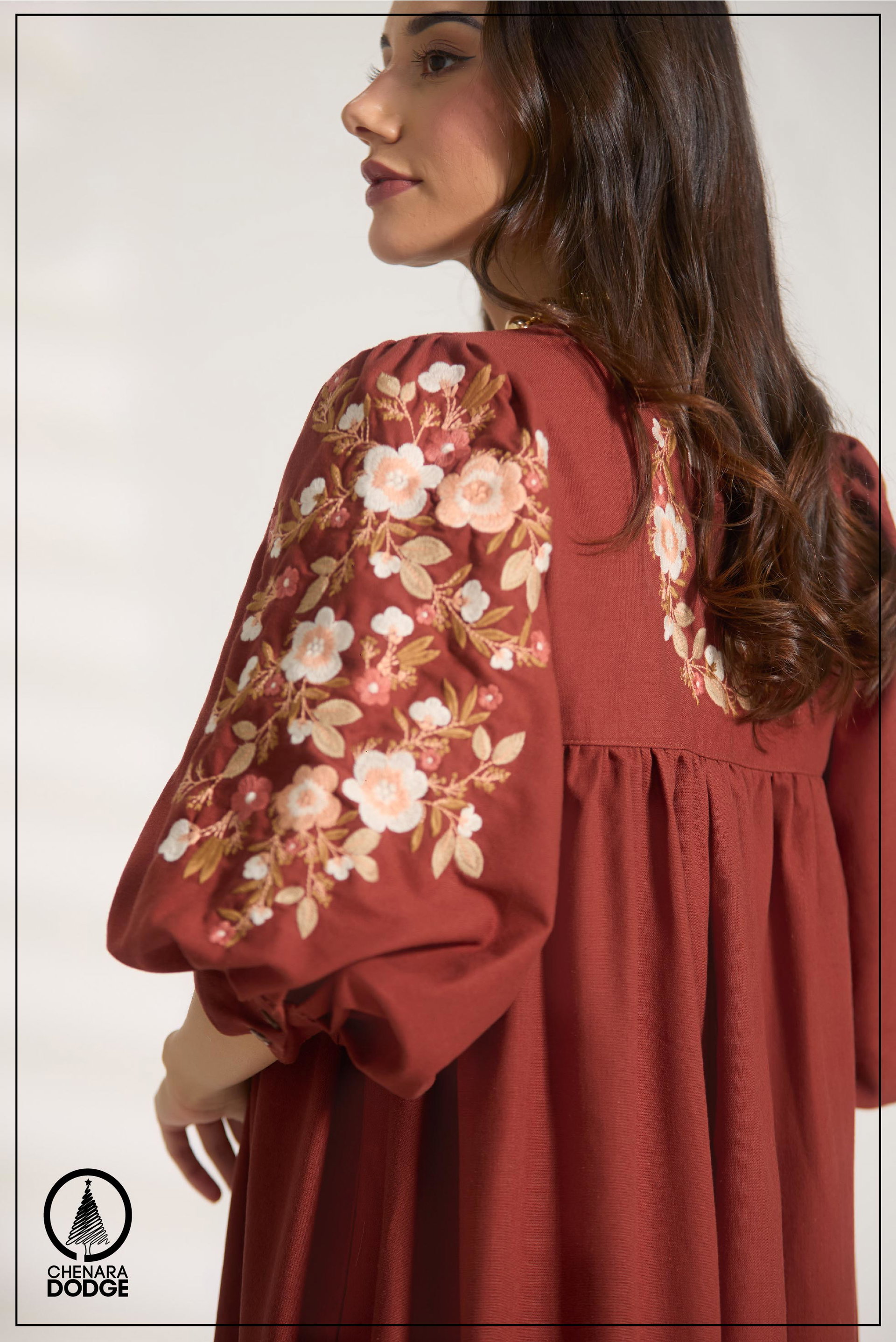 ANYA EMB PUFF SLEEVES MINI DRESS