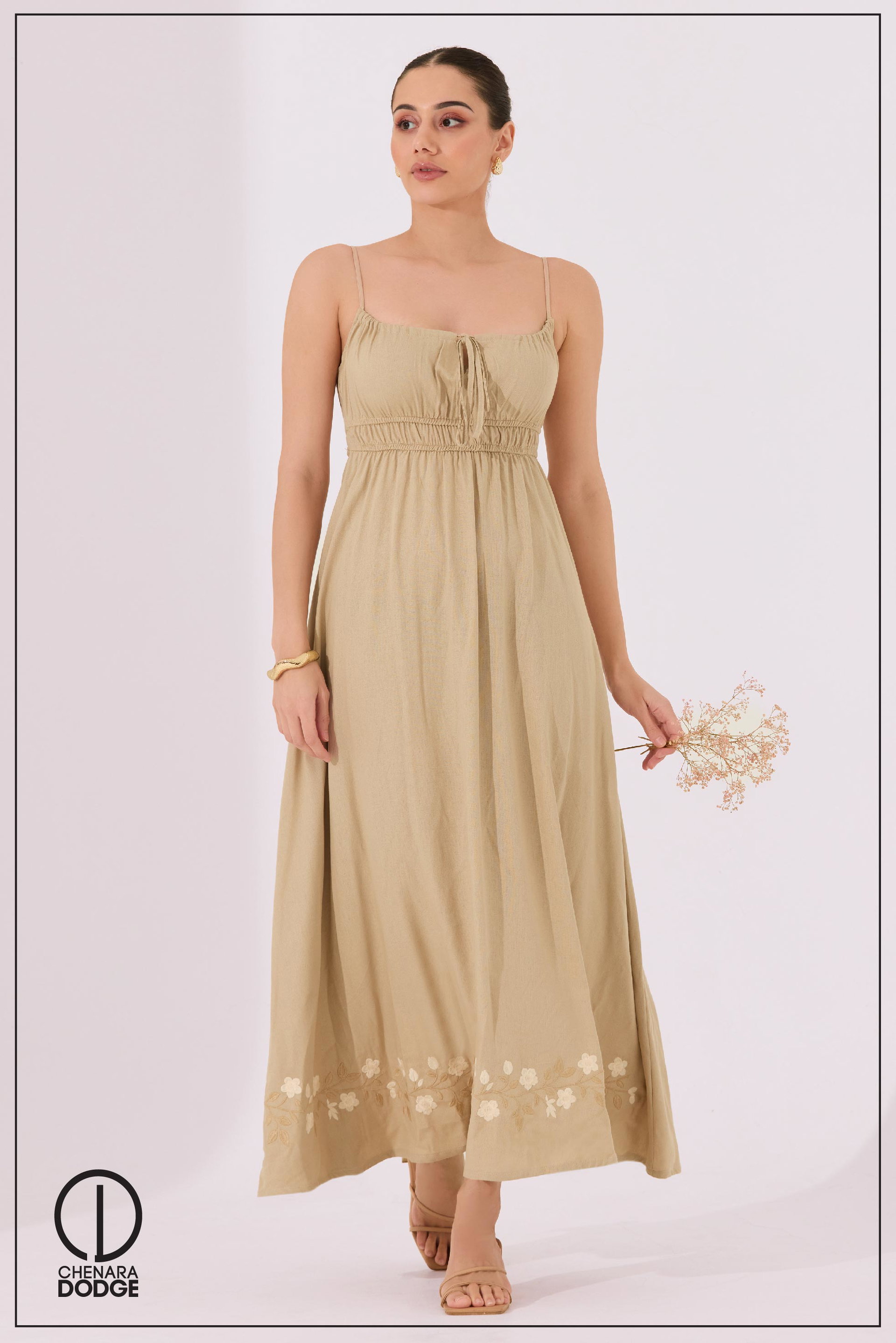 APOLINA STRAPPY EMB MAXI DRESS