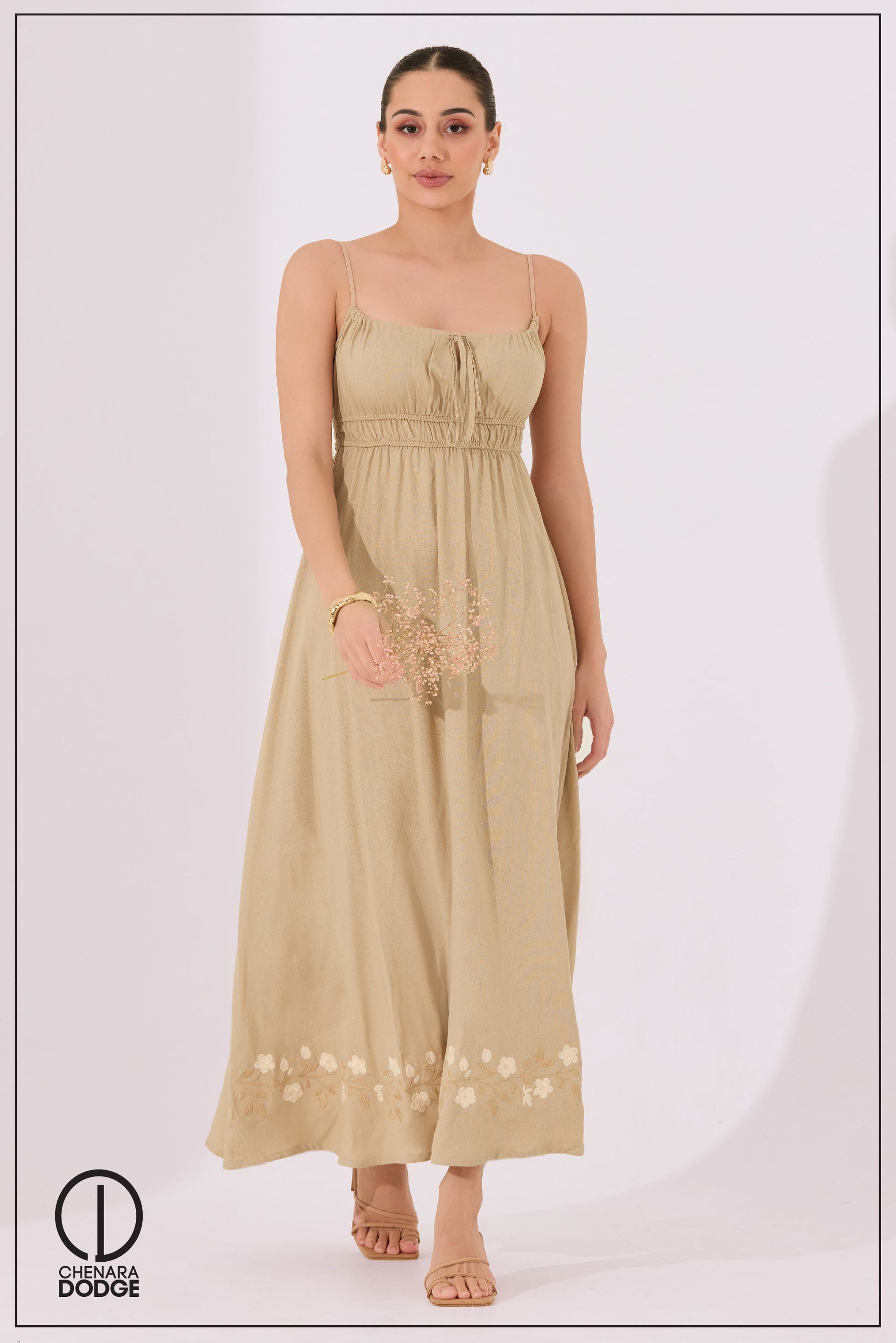 APOLINA STRAPPY EMB MAXI DRESS