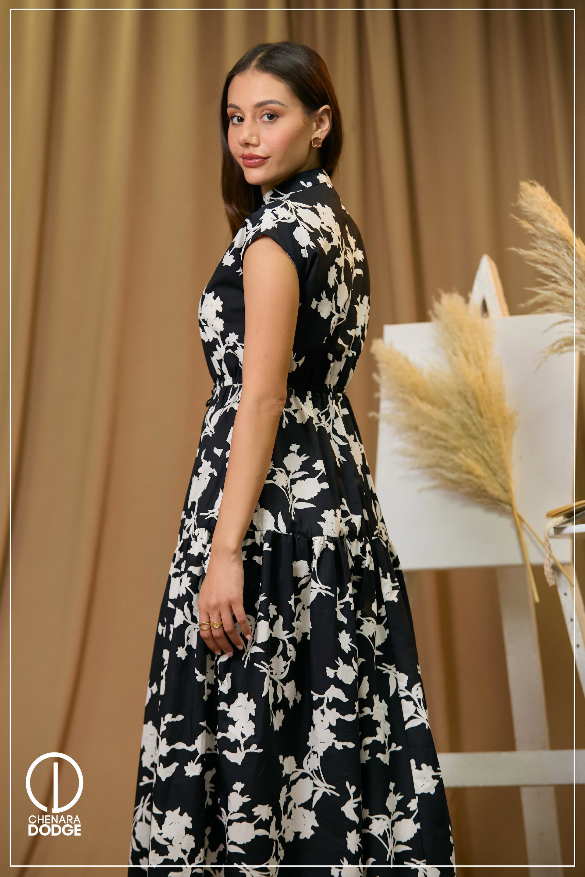 ARIEL HIGH NECK MIDI DRESS