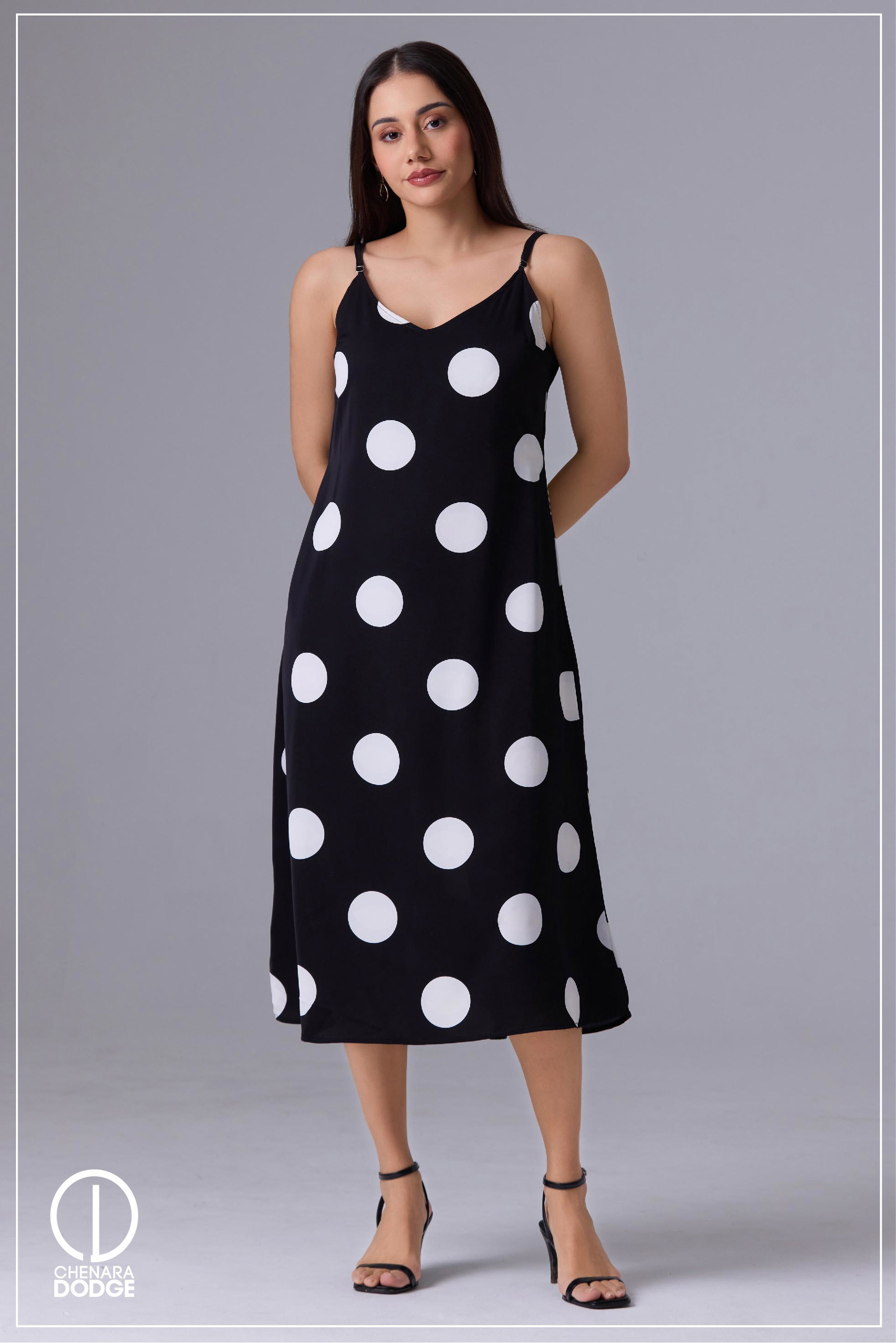 BERNADETTE V NECK MIDI DRESS