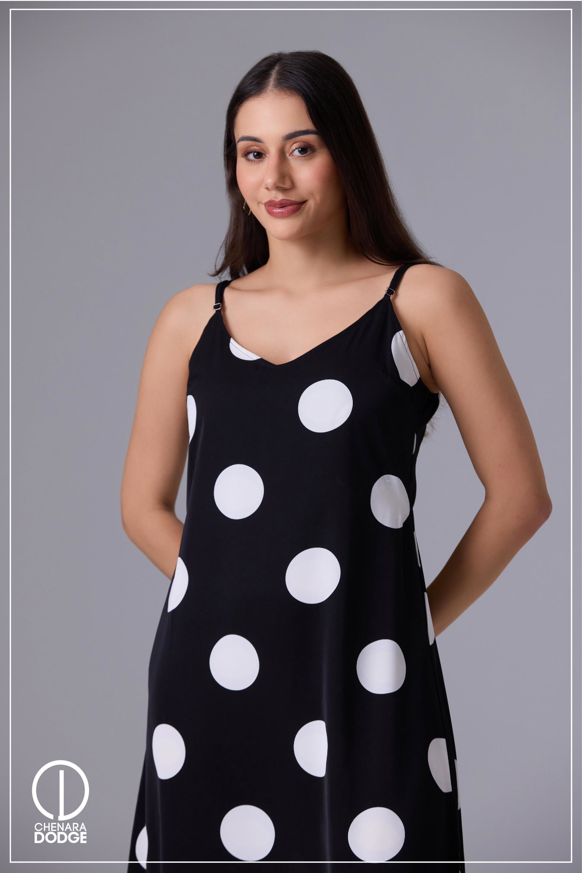 BERNADETTE V NECK MIDI DRESS
