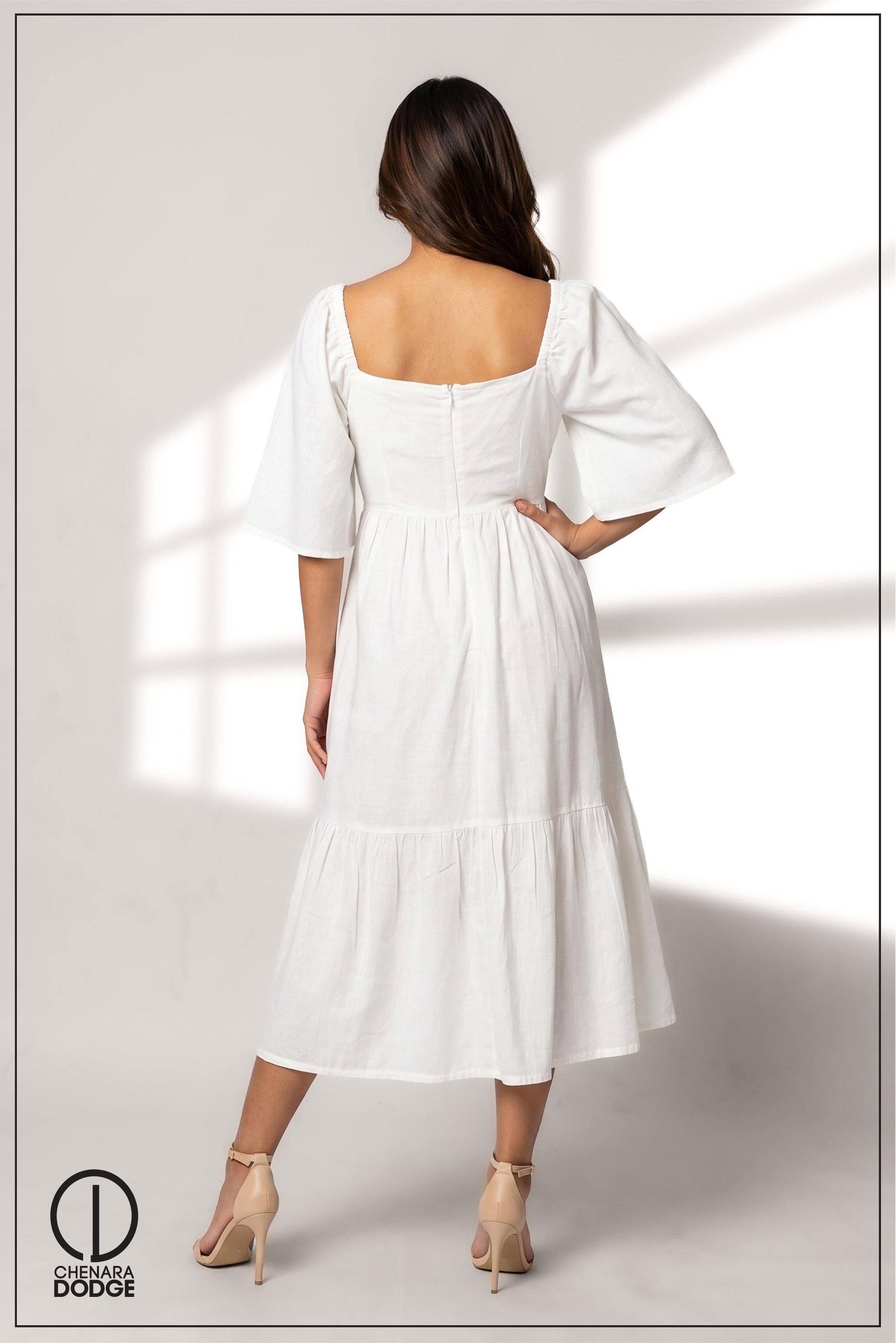BIANCA EMB MIDI DRESS