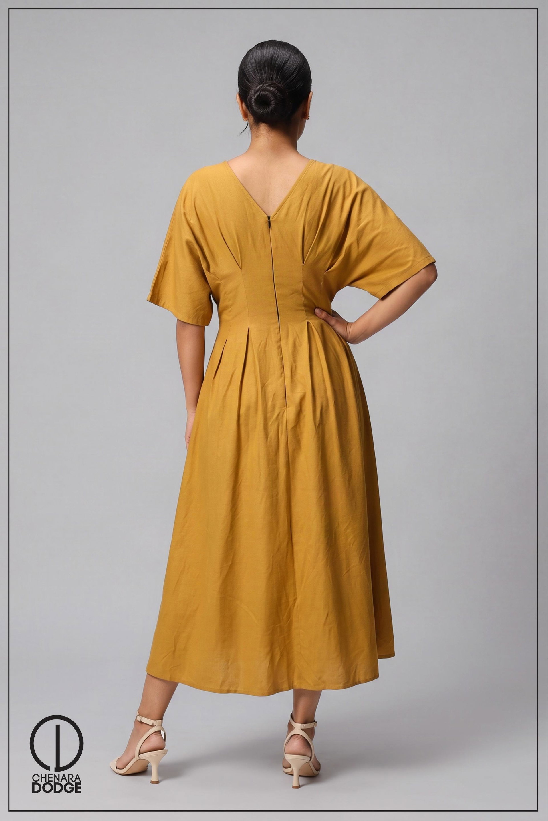 BIANCA V NECK PLEATED DRESS