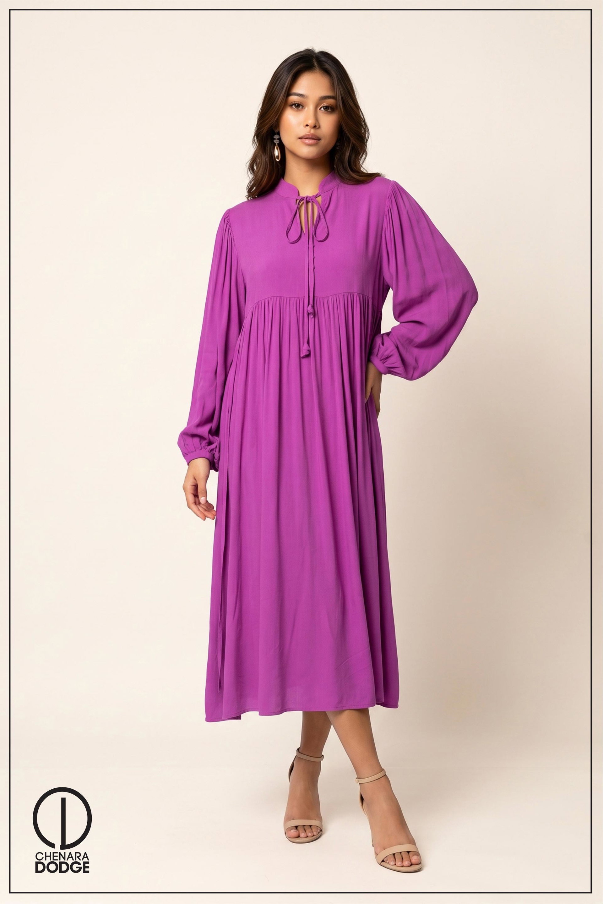  BOHO FRONT TIE-UP MIDI DRESS