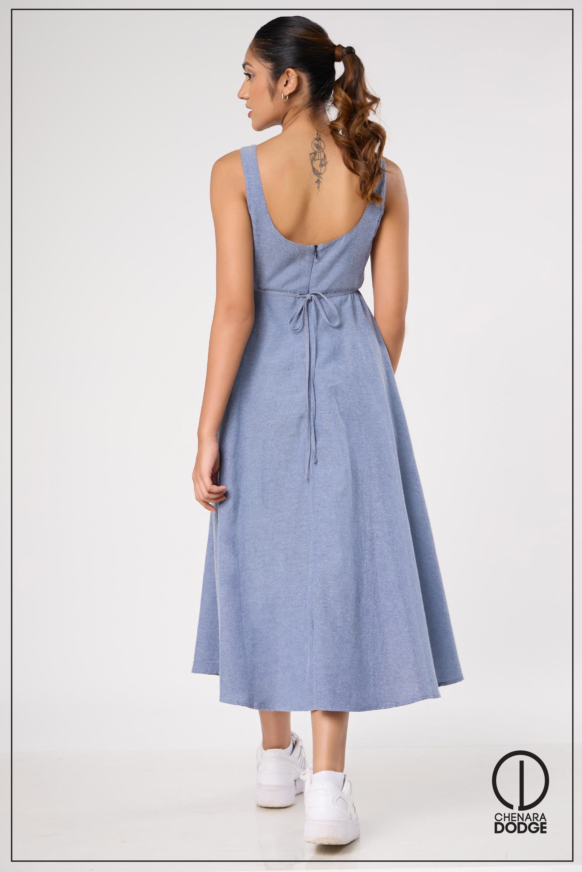 KYLIE SQUARE-NECK MIDI DRESS