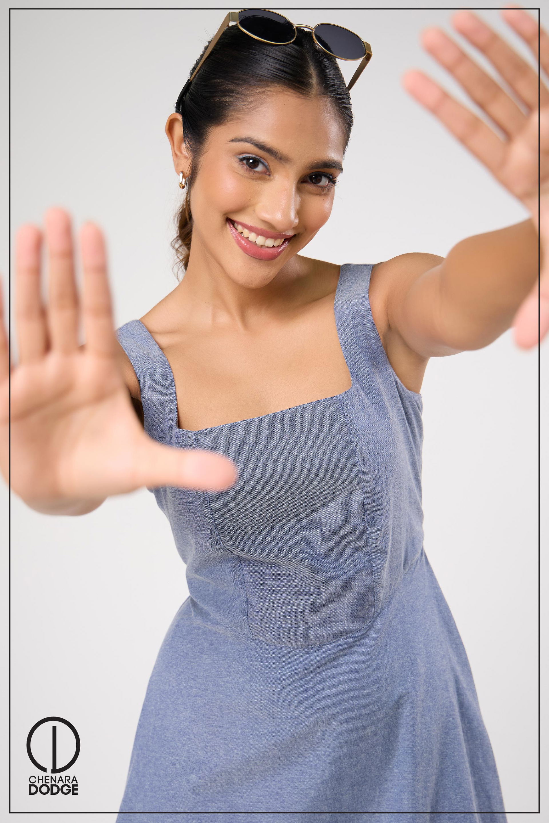 KYLIE SQUARE-NECK MIDI DRESS