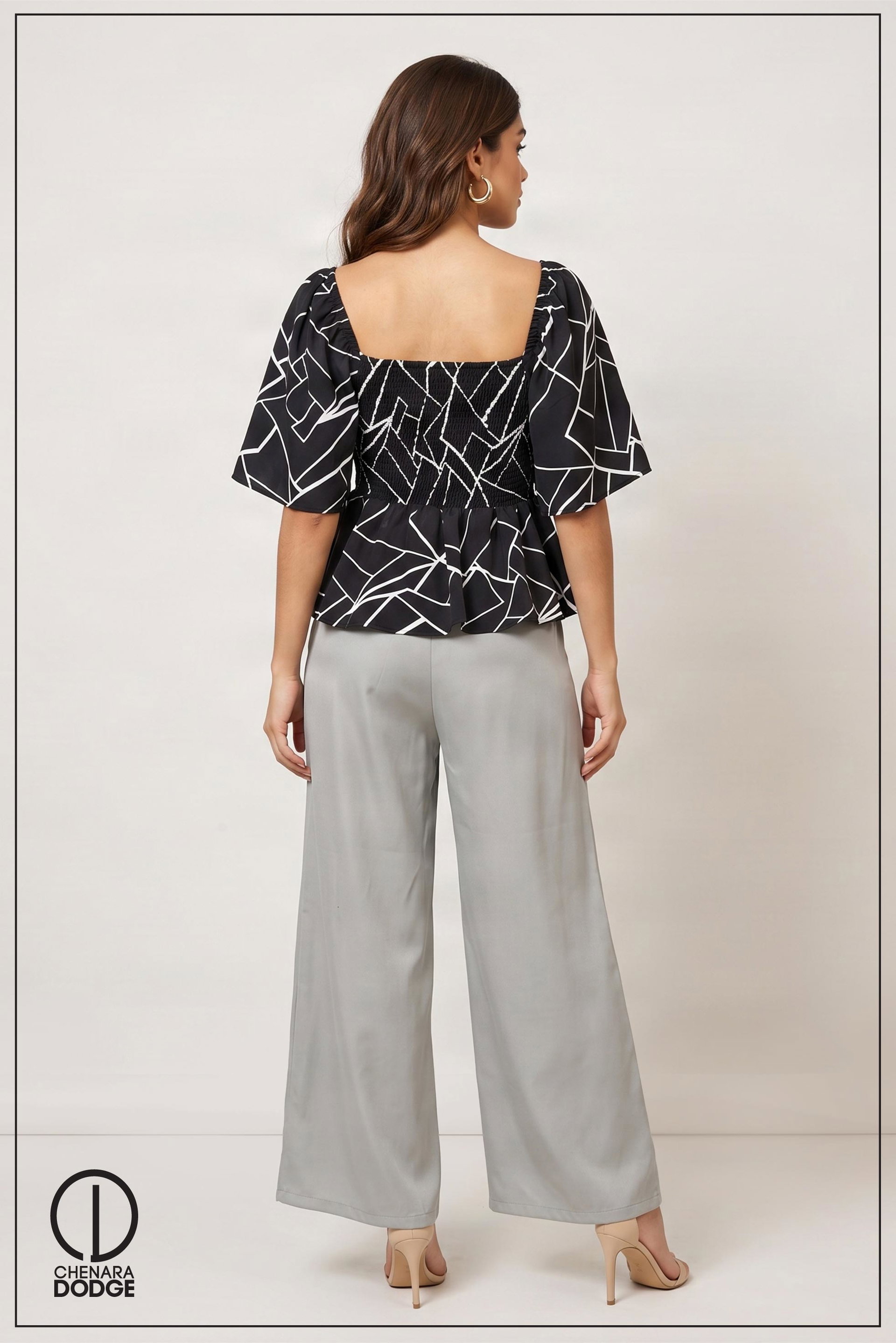 CAROLINE NECK PEPLUM TOP