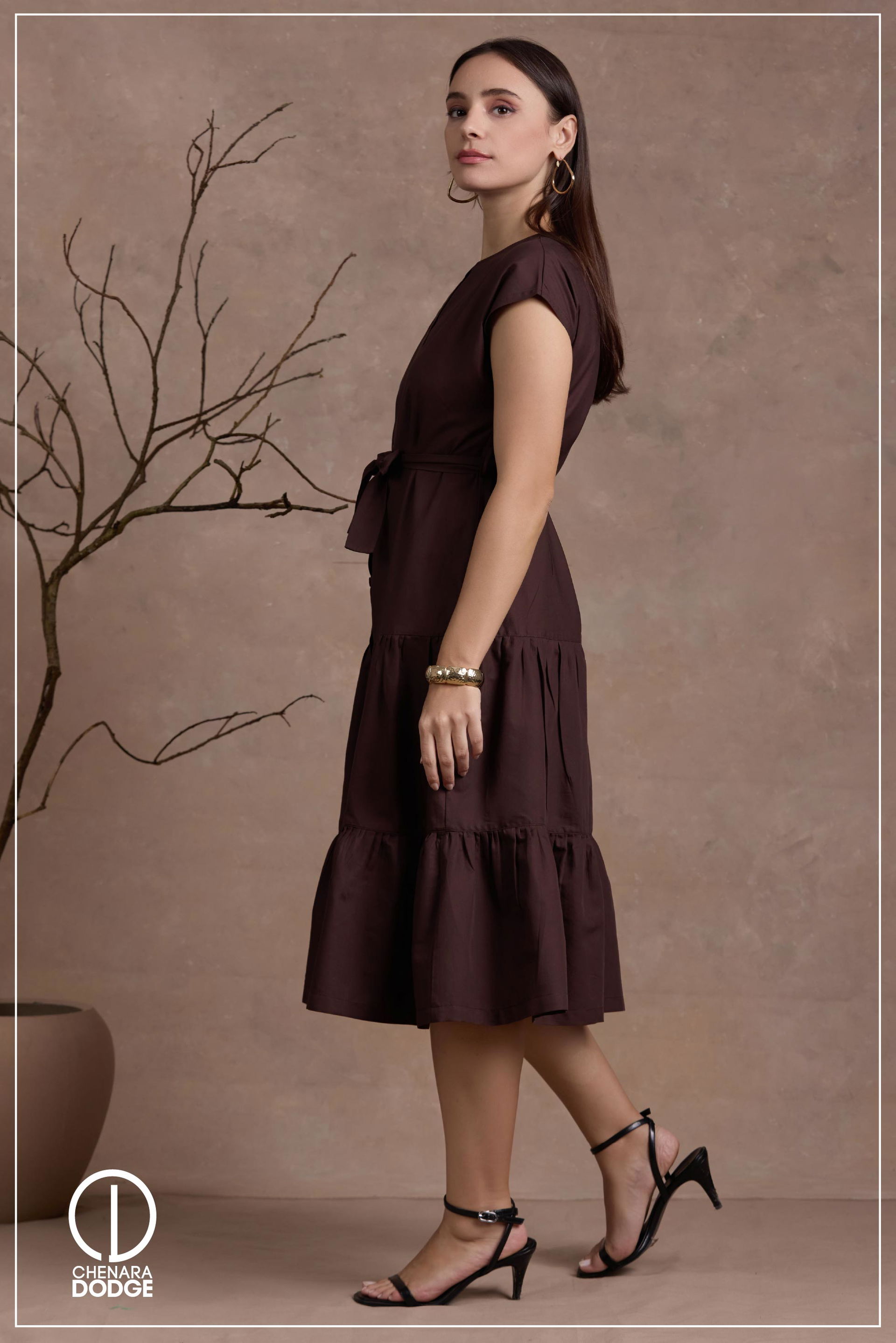 CHARLETTE  TIERED MIDI DRESS