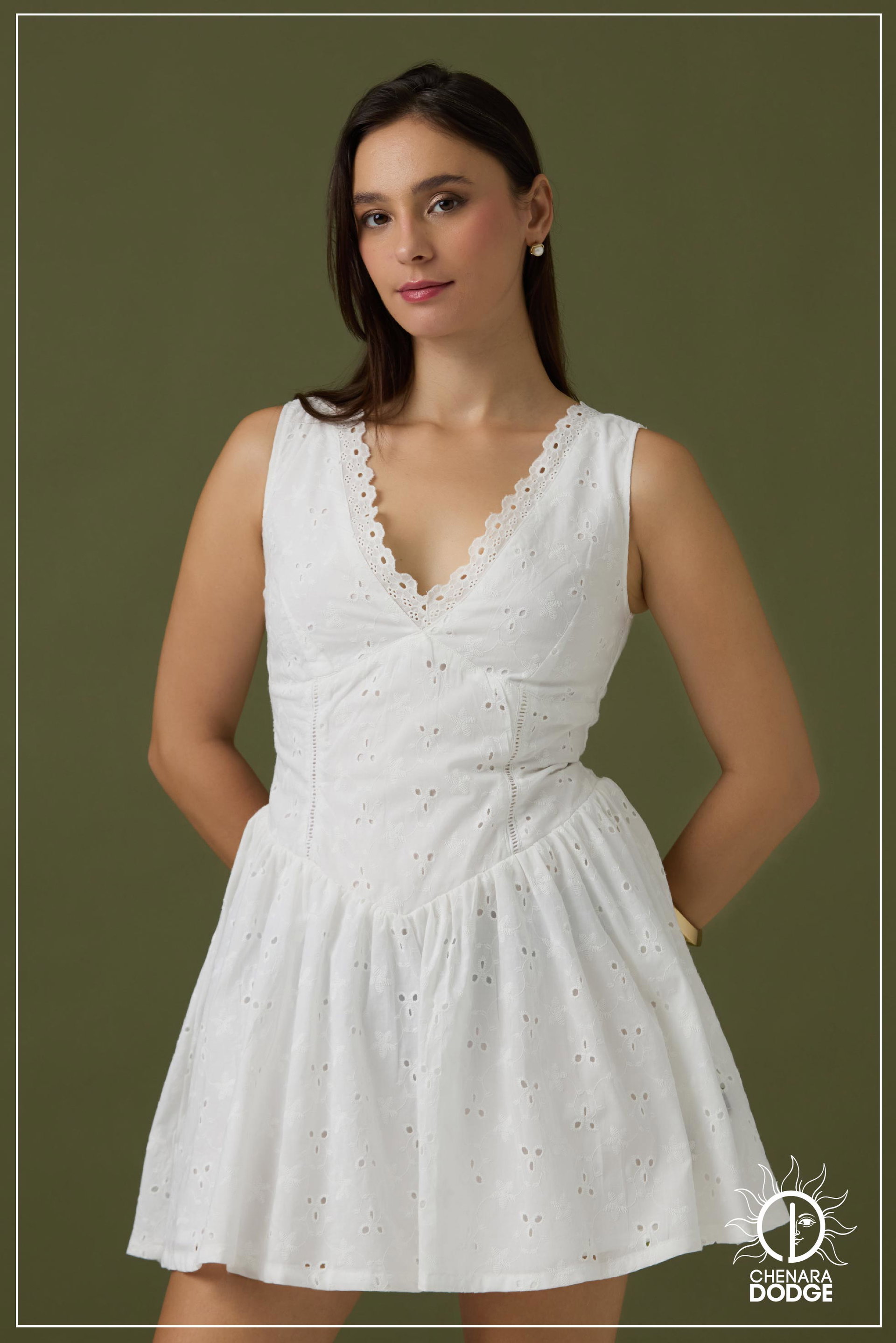 CHARLETTE V NECK MINI DRESS