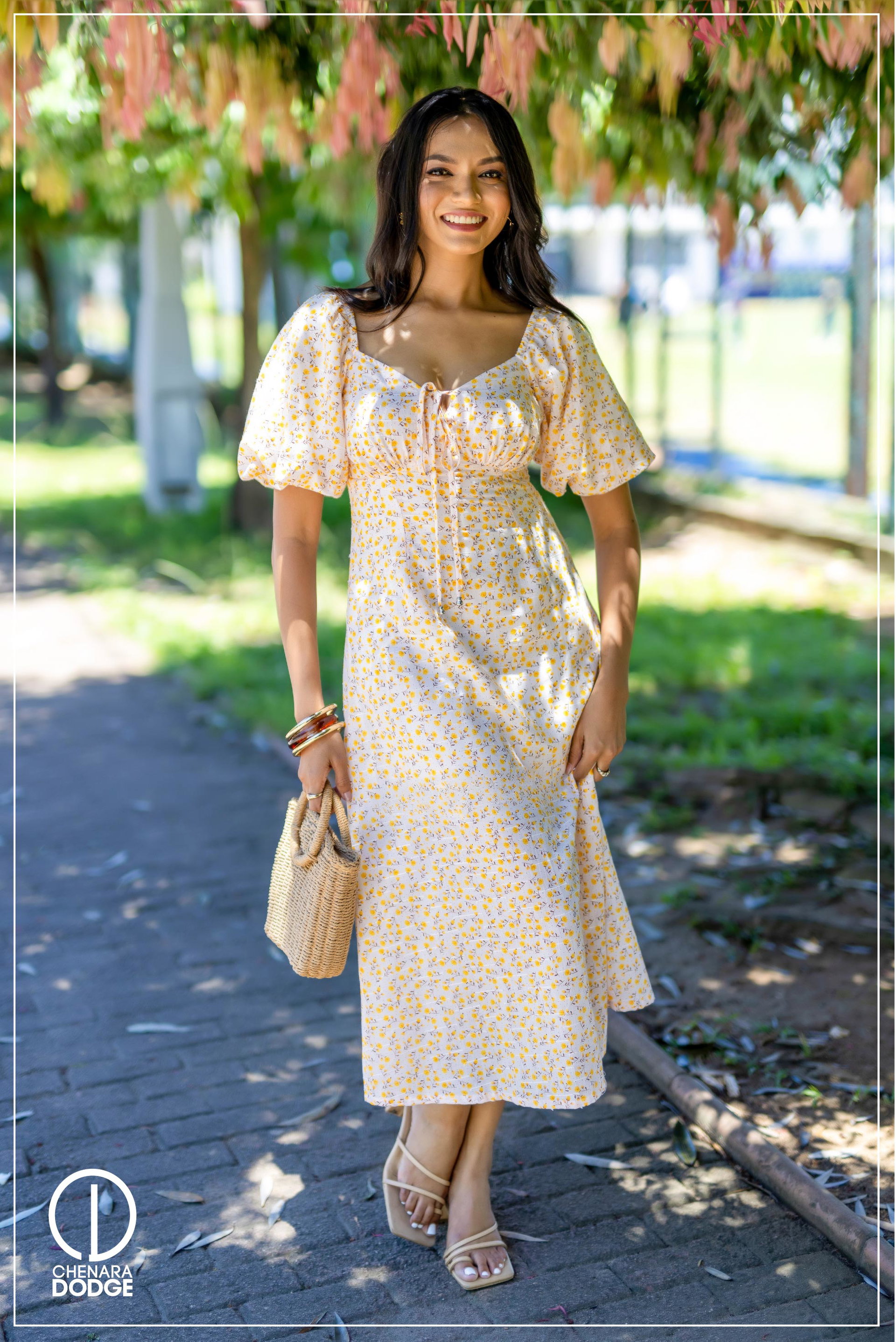  CHASE PUFF SLEEVE MIDI DRESS 