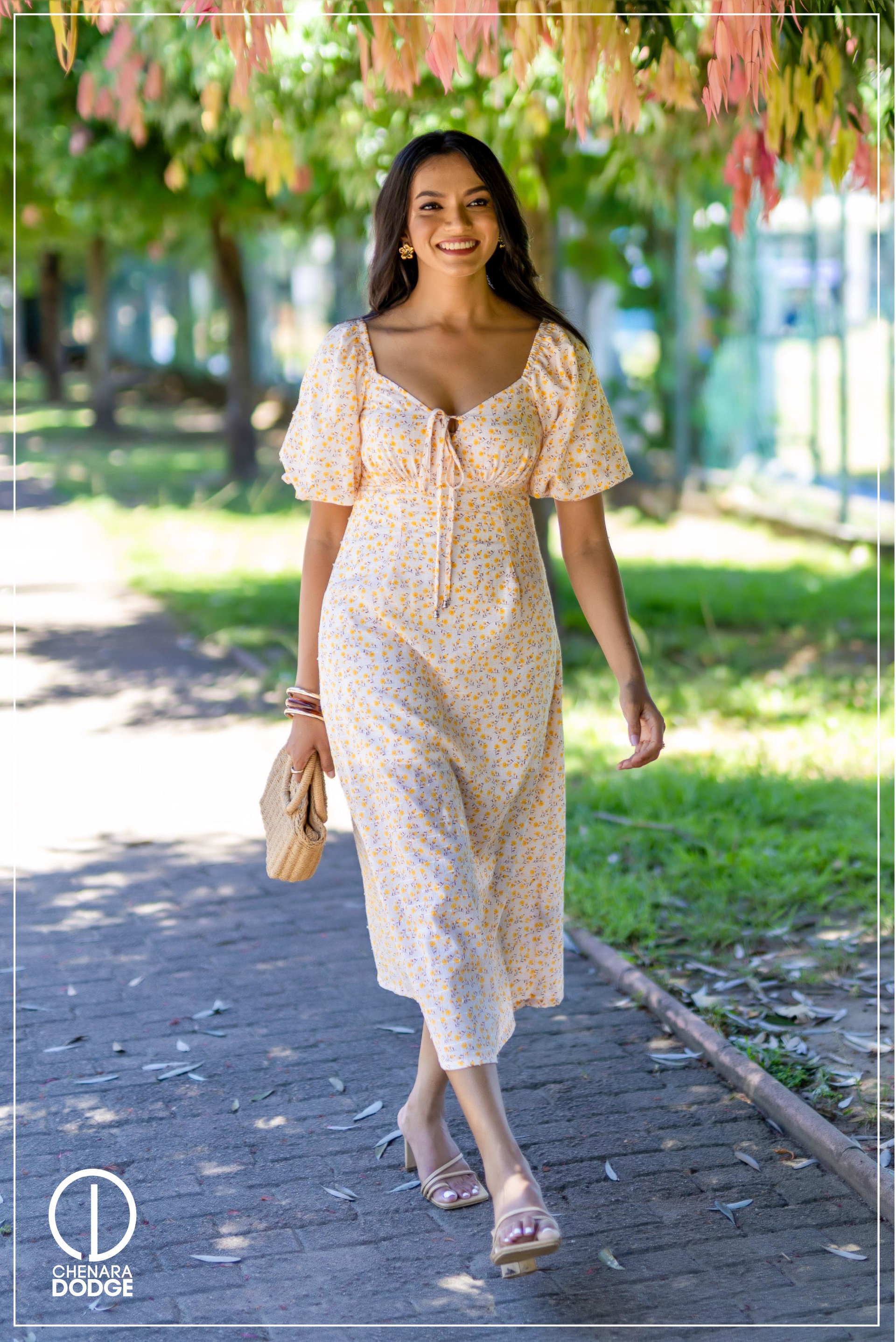  CHASE PUFF SLEEVE MIDI DRESS 